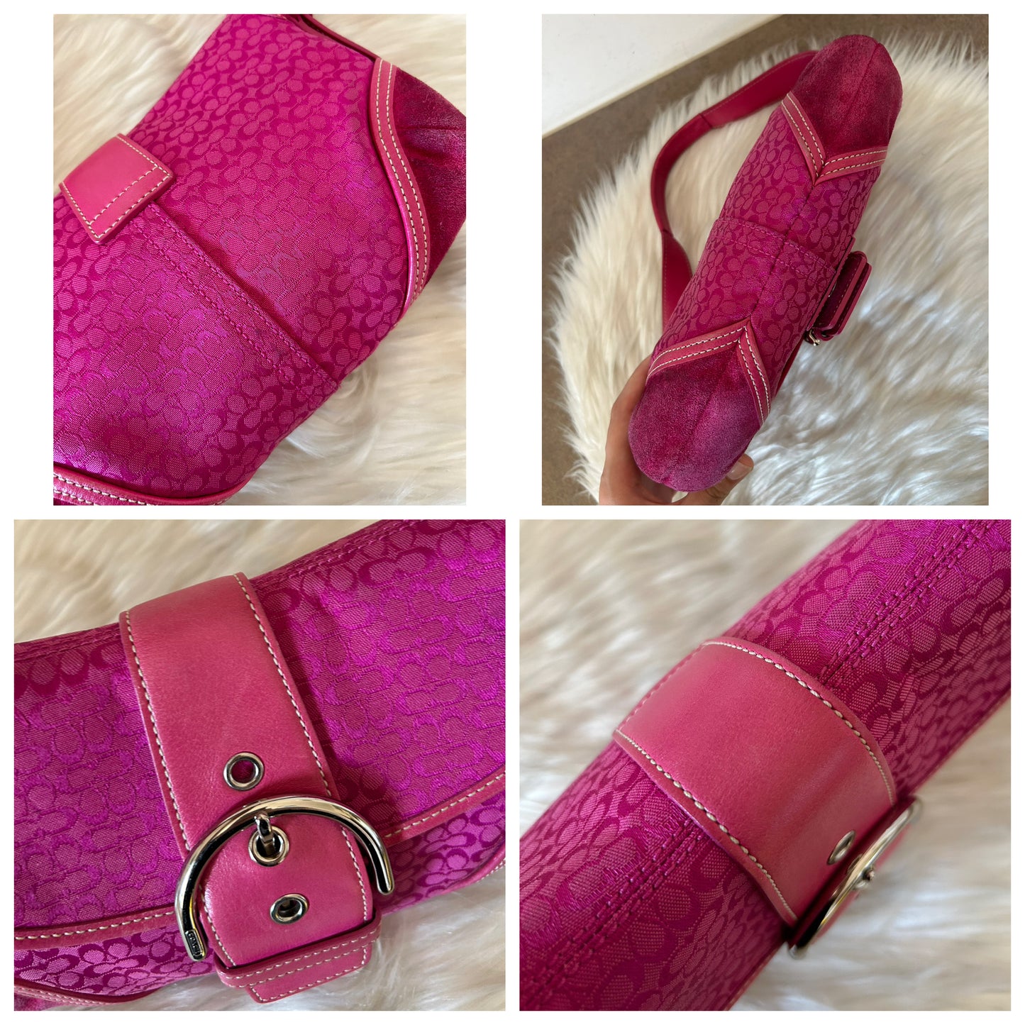 Coach Signature Sufflette rosa in monogram
