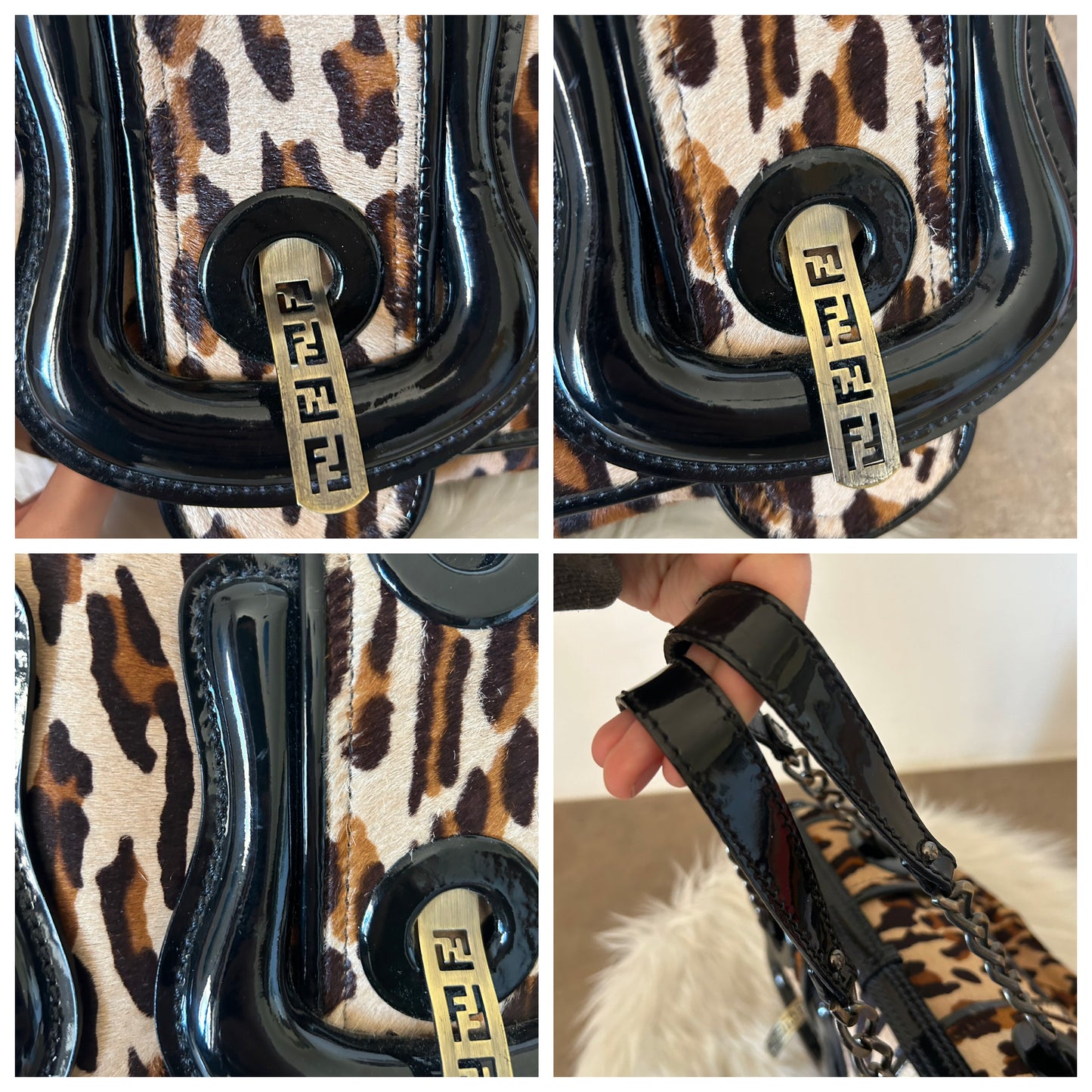 Fendi tote leopardata in cavallino e vernice