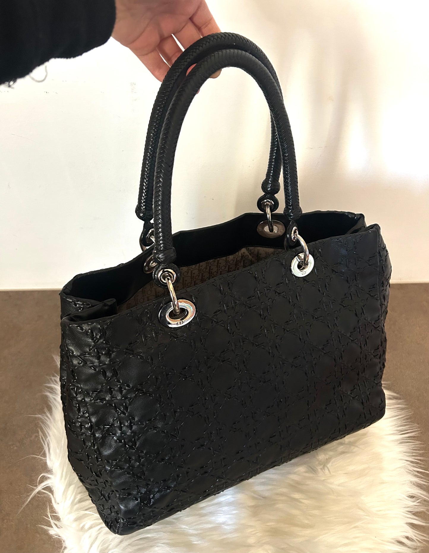 Dior Lady Dior in pelle nera intrecciata