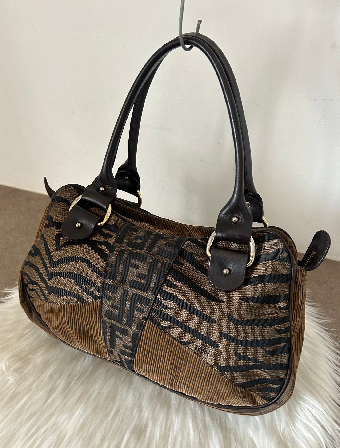 Fendi tote zebrata e tessuto zucca edizione limitata