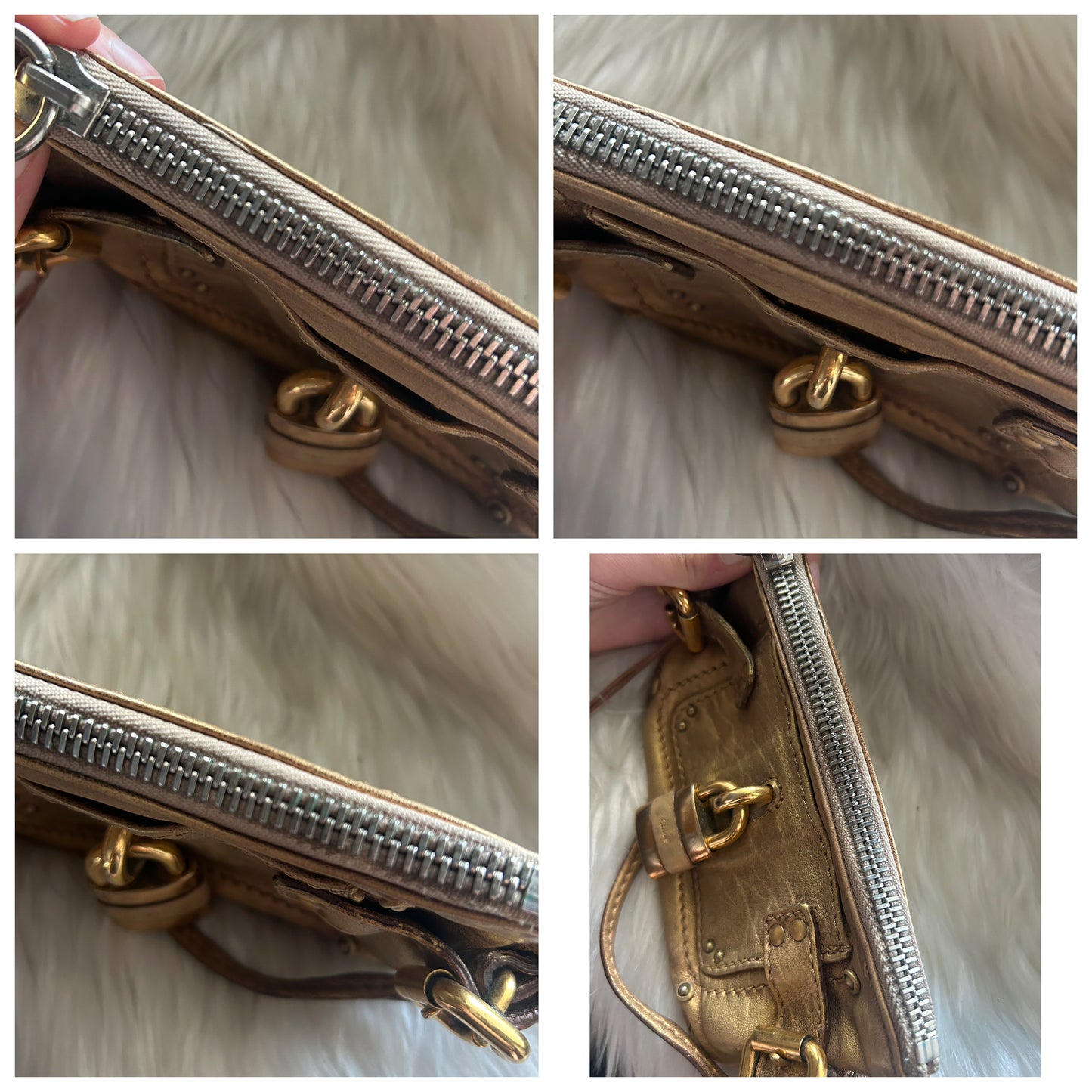 Chloé Paddington mini in pelle dorata