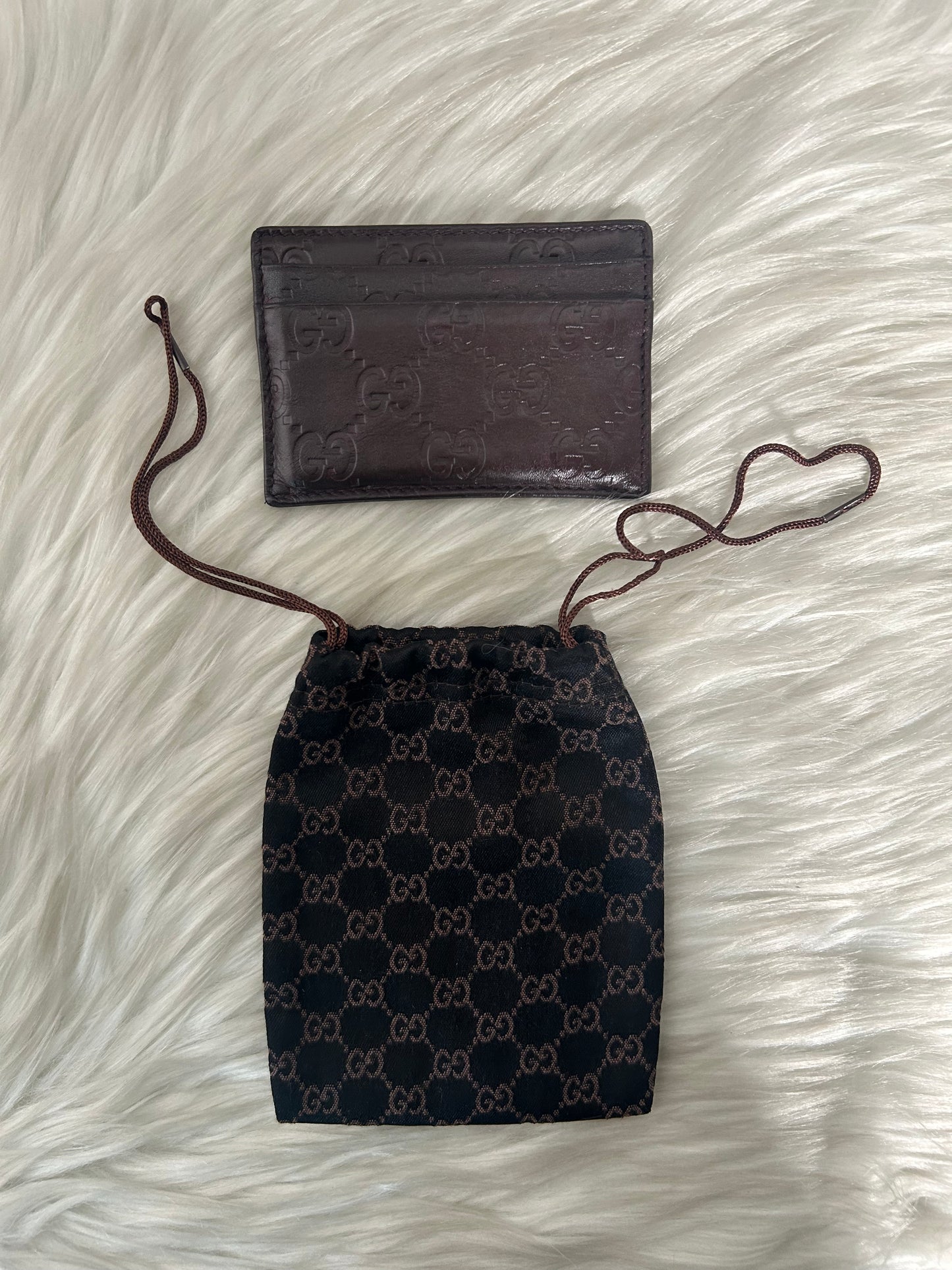 Portacarte Gucci in monogram con dust bag