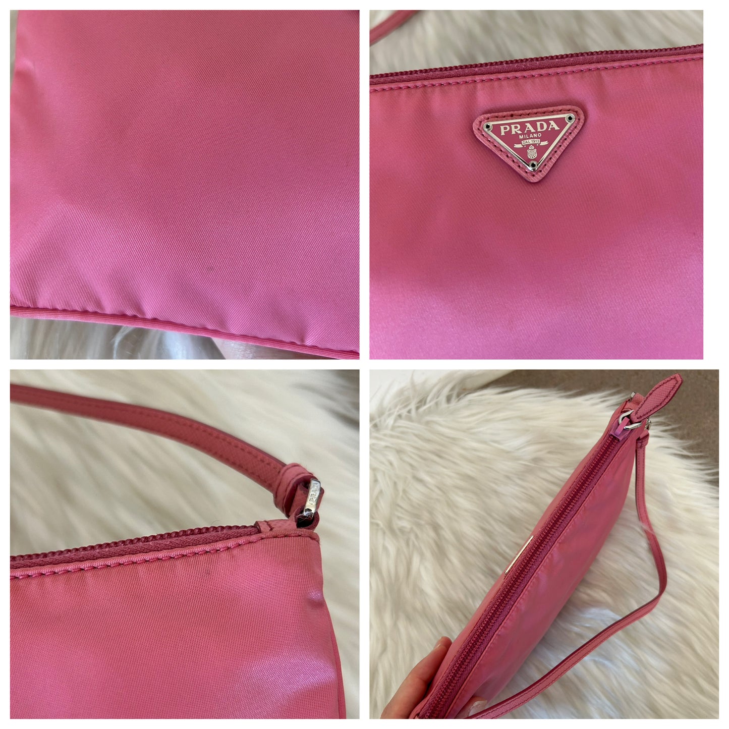 Prada baguette rosa in nylon
