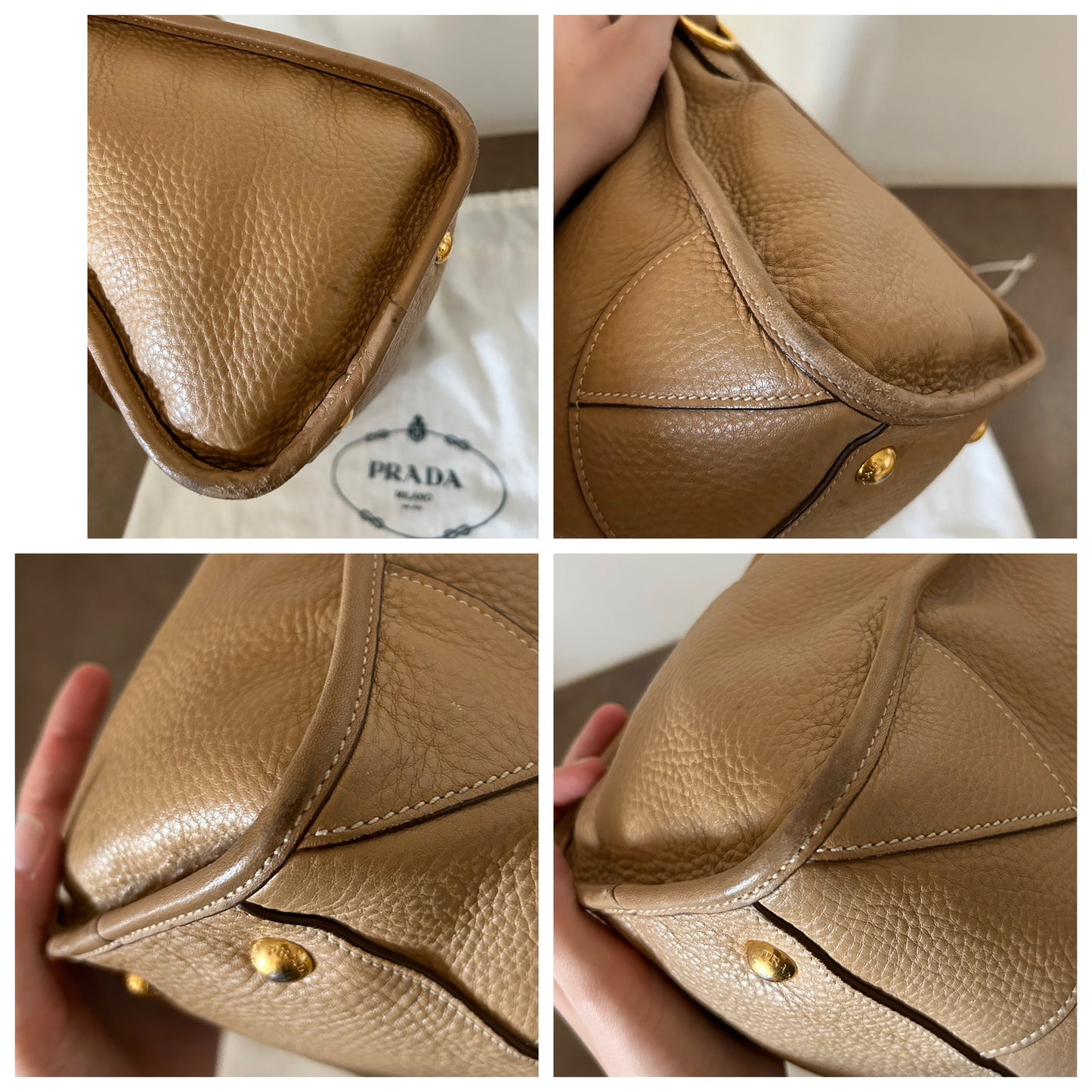 Prada bauletto in pelle beige