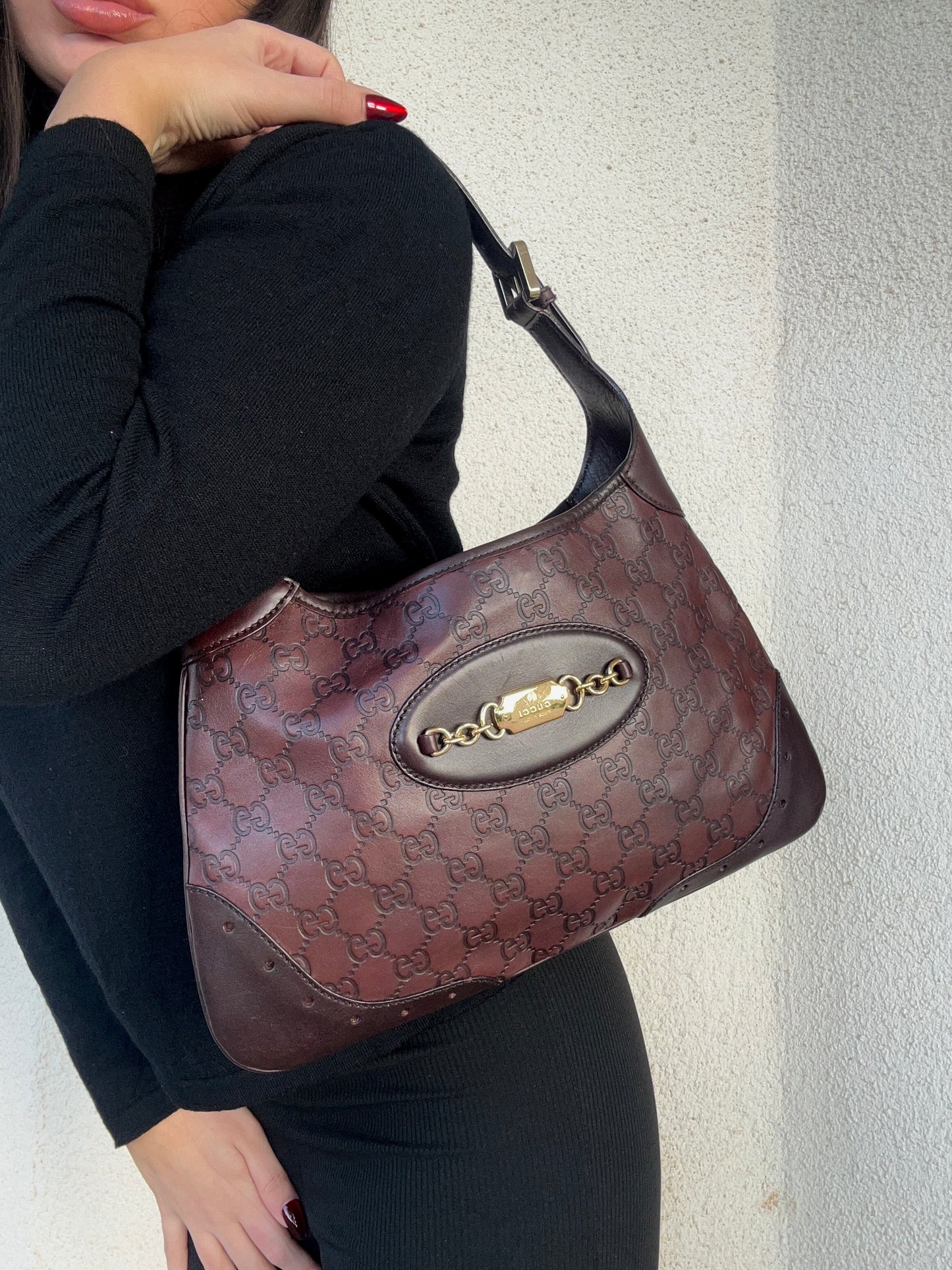 Gucci Jackie in pelle vinaccia