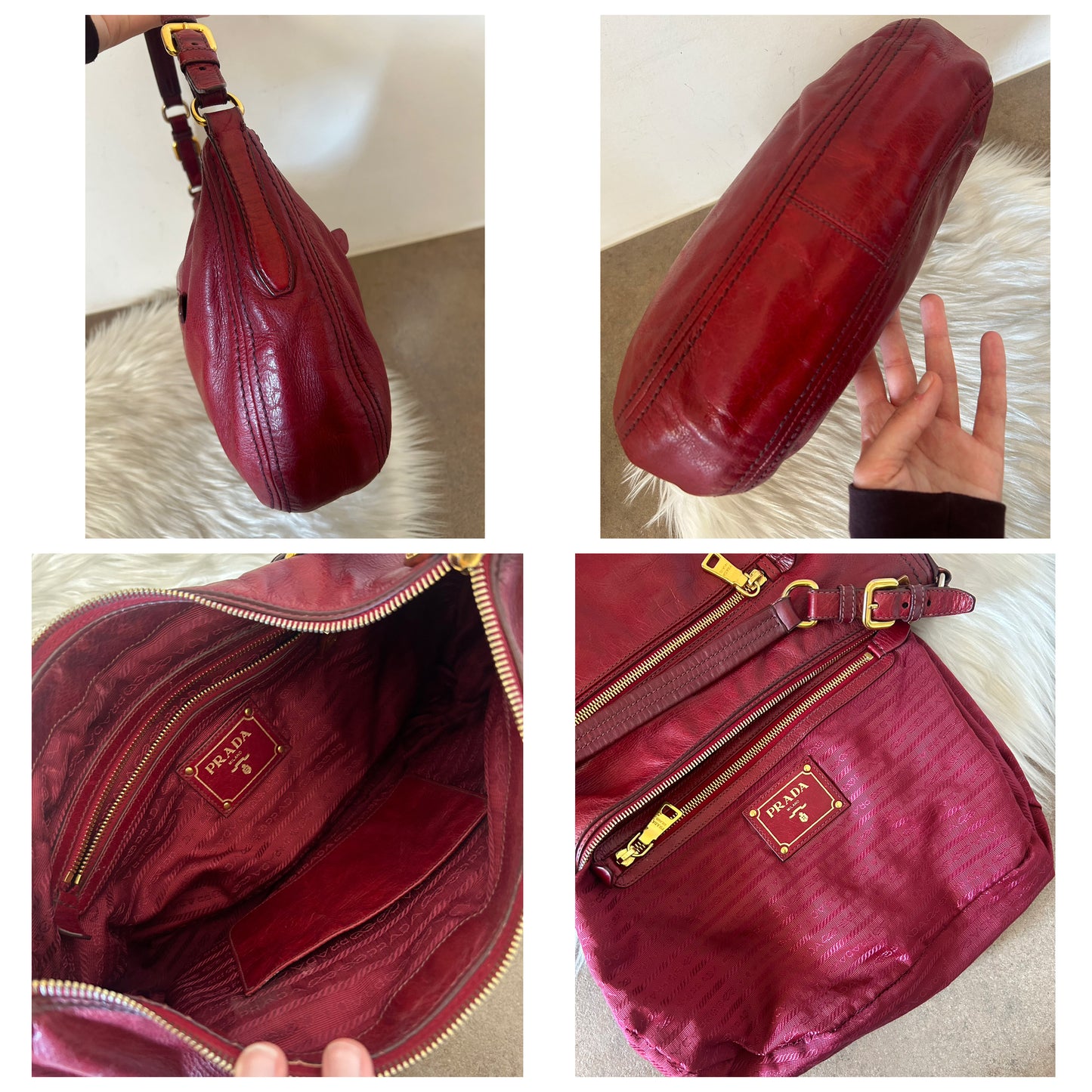 Prada Hobo in pelle rosso ciliegia