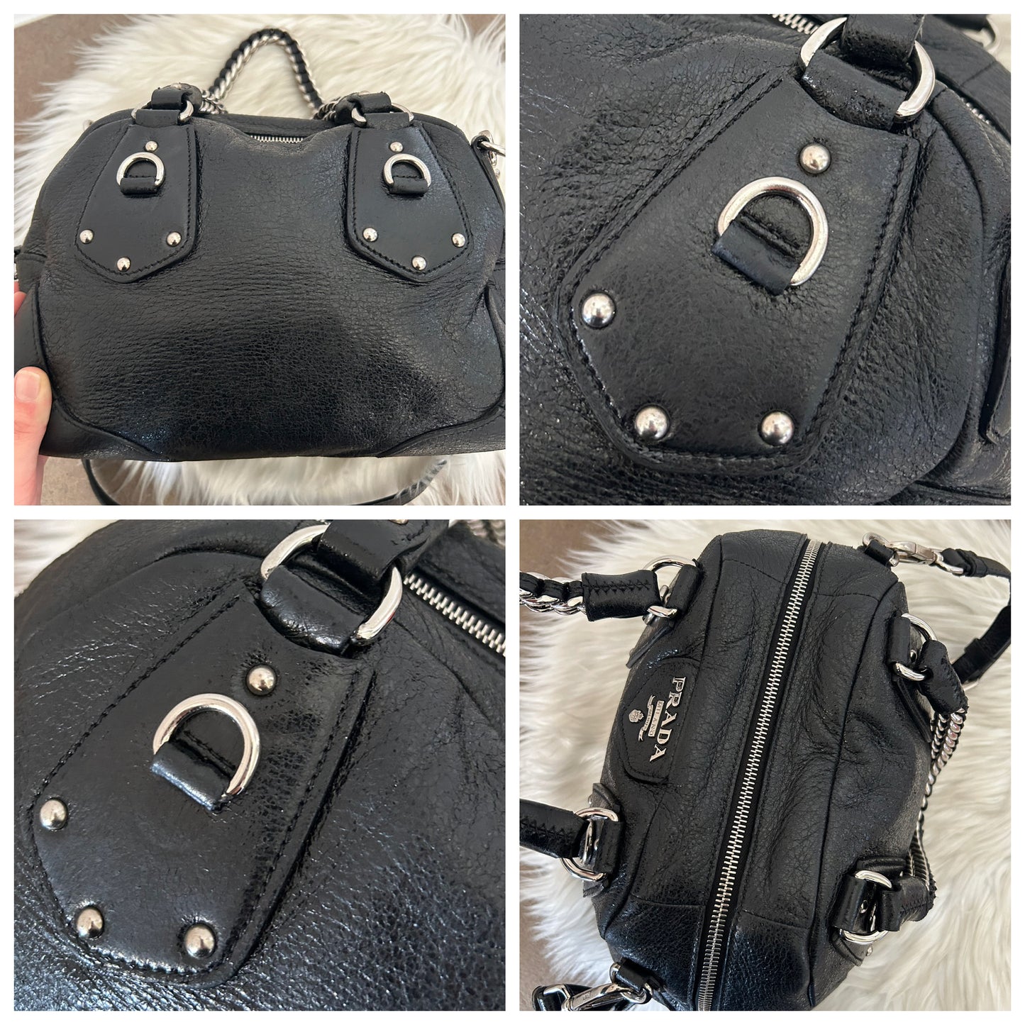 Prada tote in pelle nera con tracolla