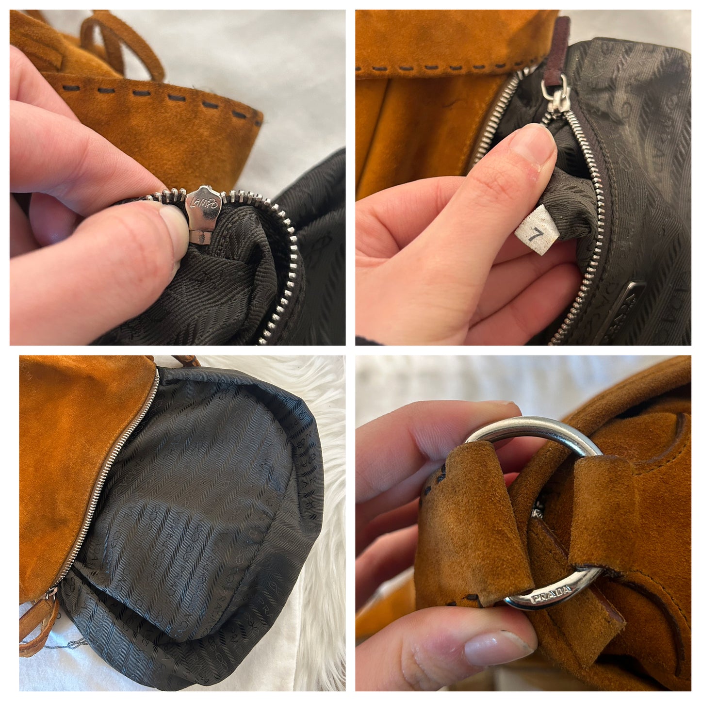 Prada baguette in suede cammello
