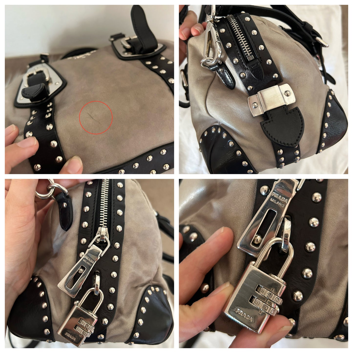 Bauletto Prada in pelle con borchie