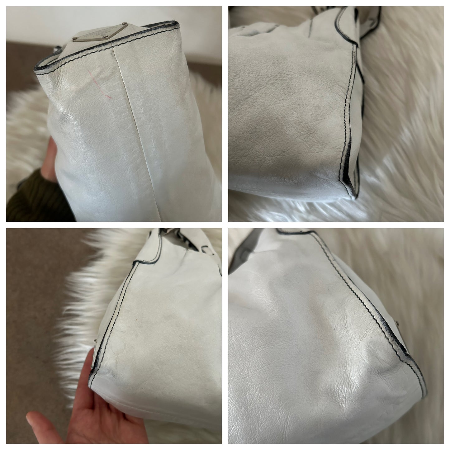 Prada baguette in pelle bianca