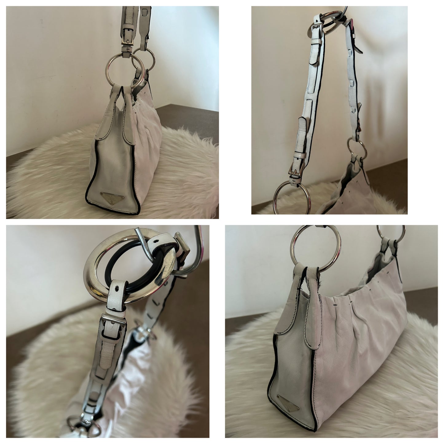 Prada baguette in pelle bianca