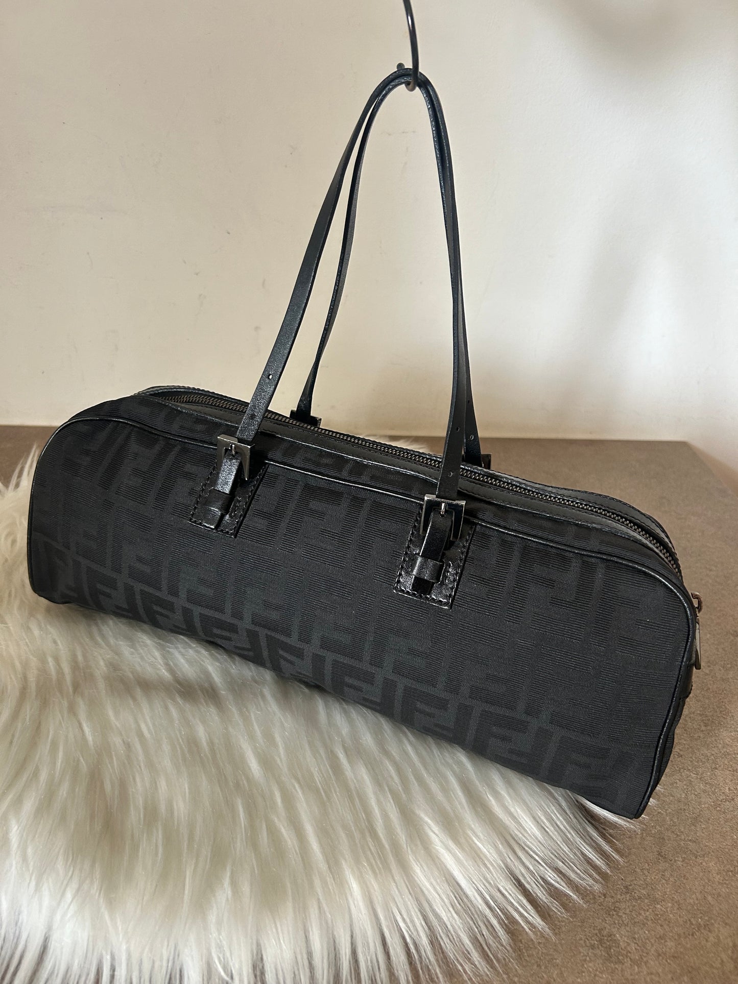 Fendi Bassotto in monogram zucca nera vintage