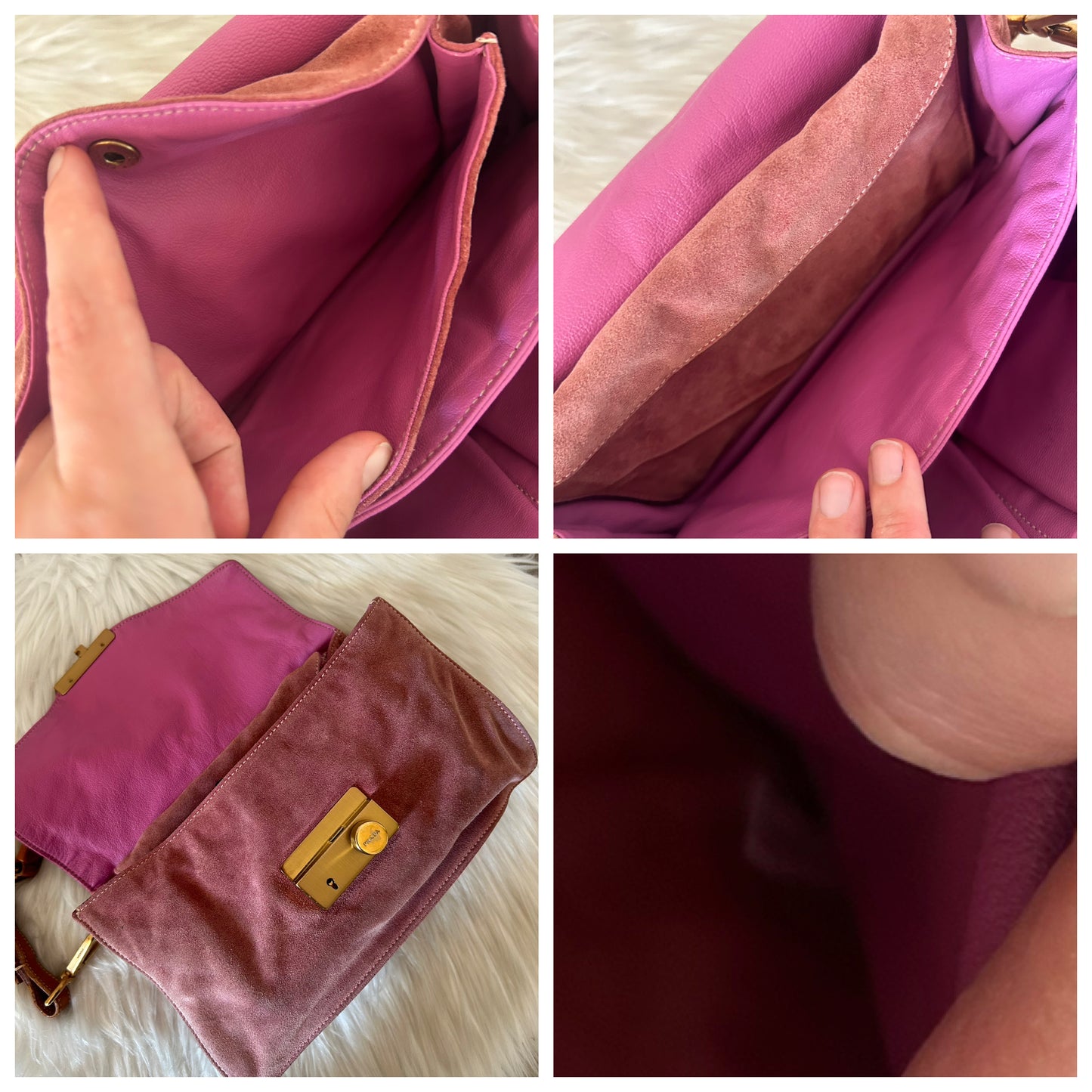 Prada baguette in suede rosa antico