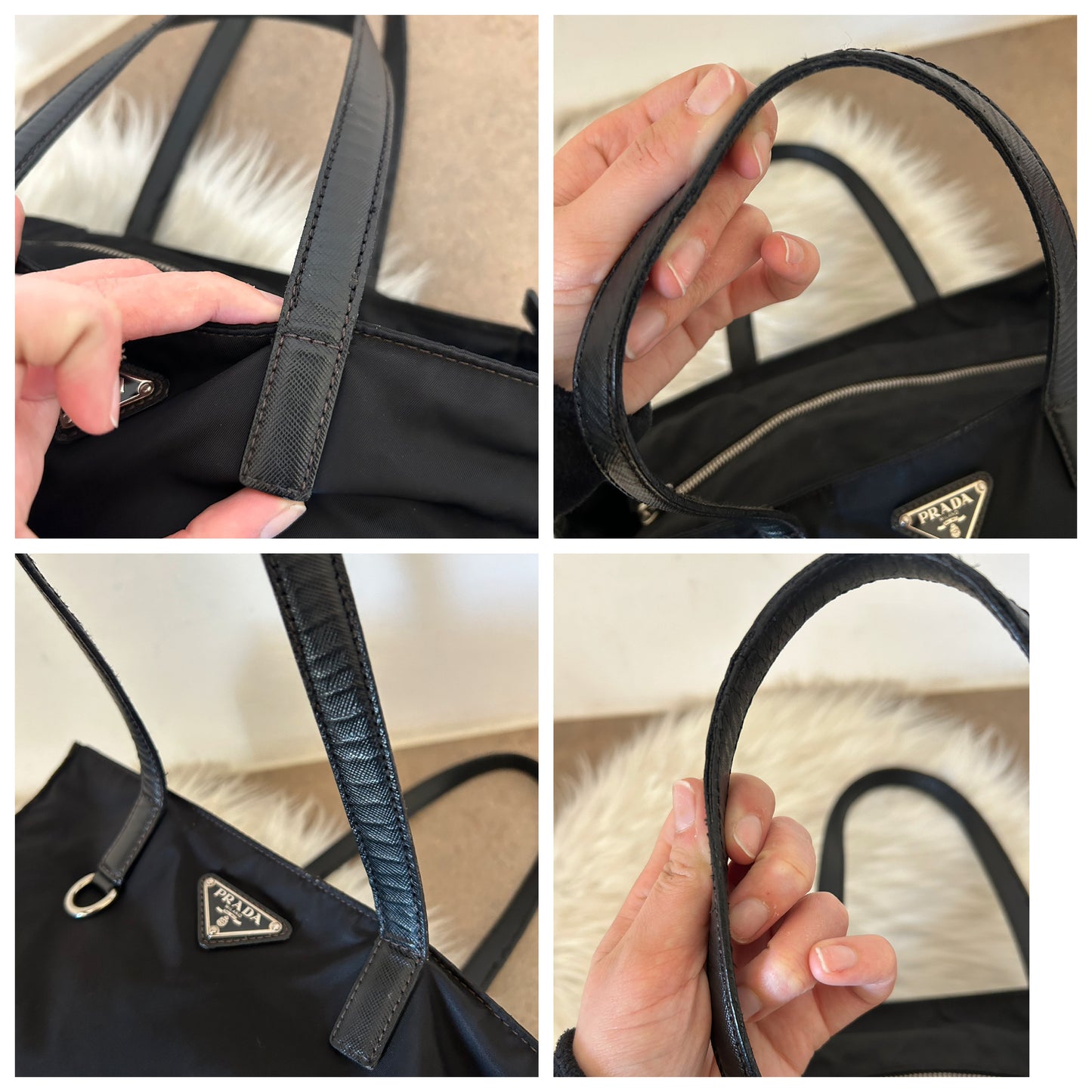 Prada tote in nylon e pelle