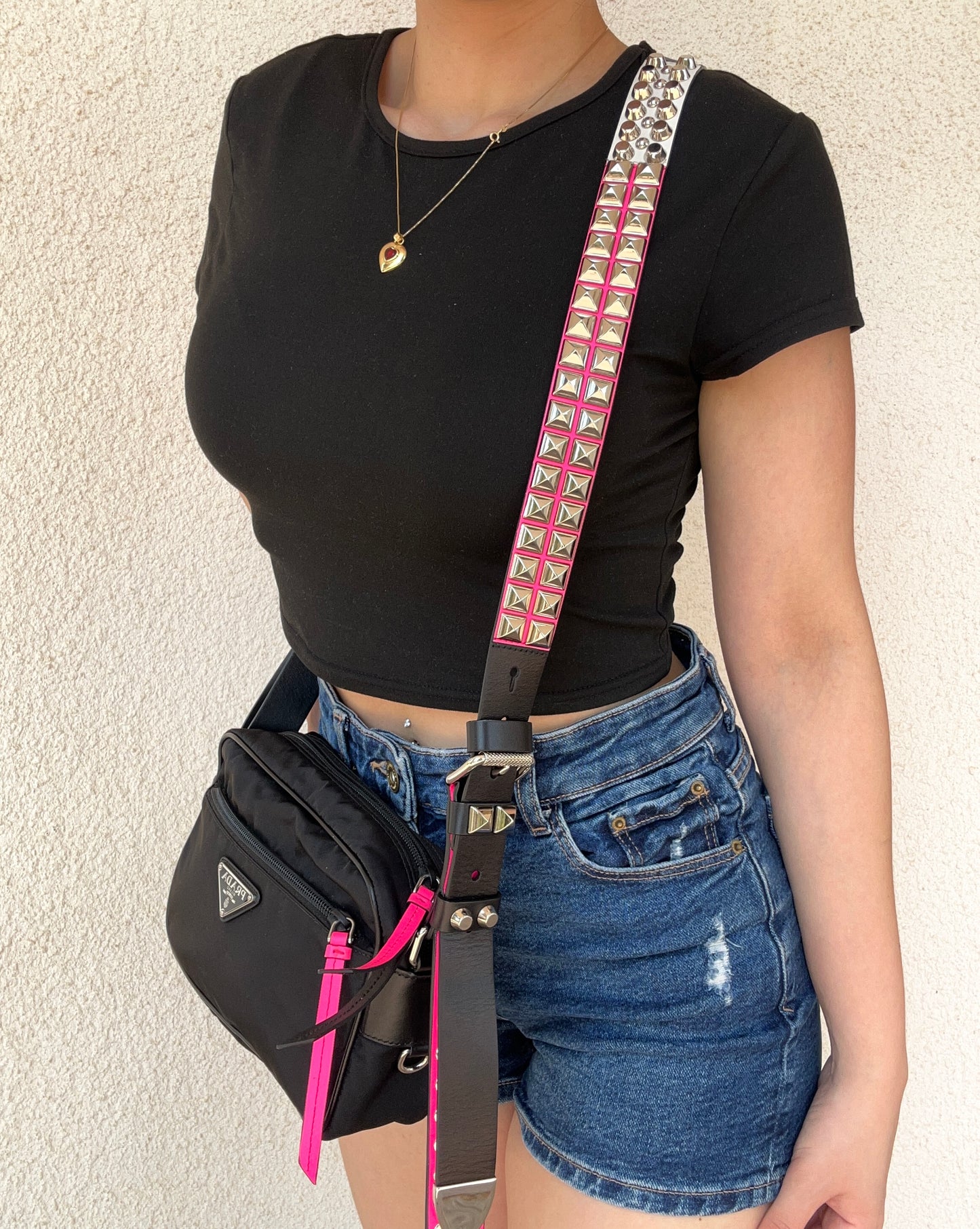 Prada Camera Bag in nylon e pelle con borchie - rarissima