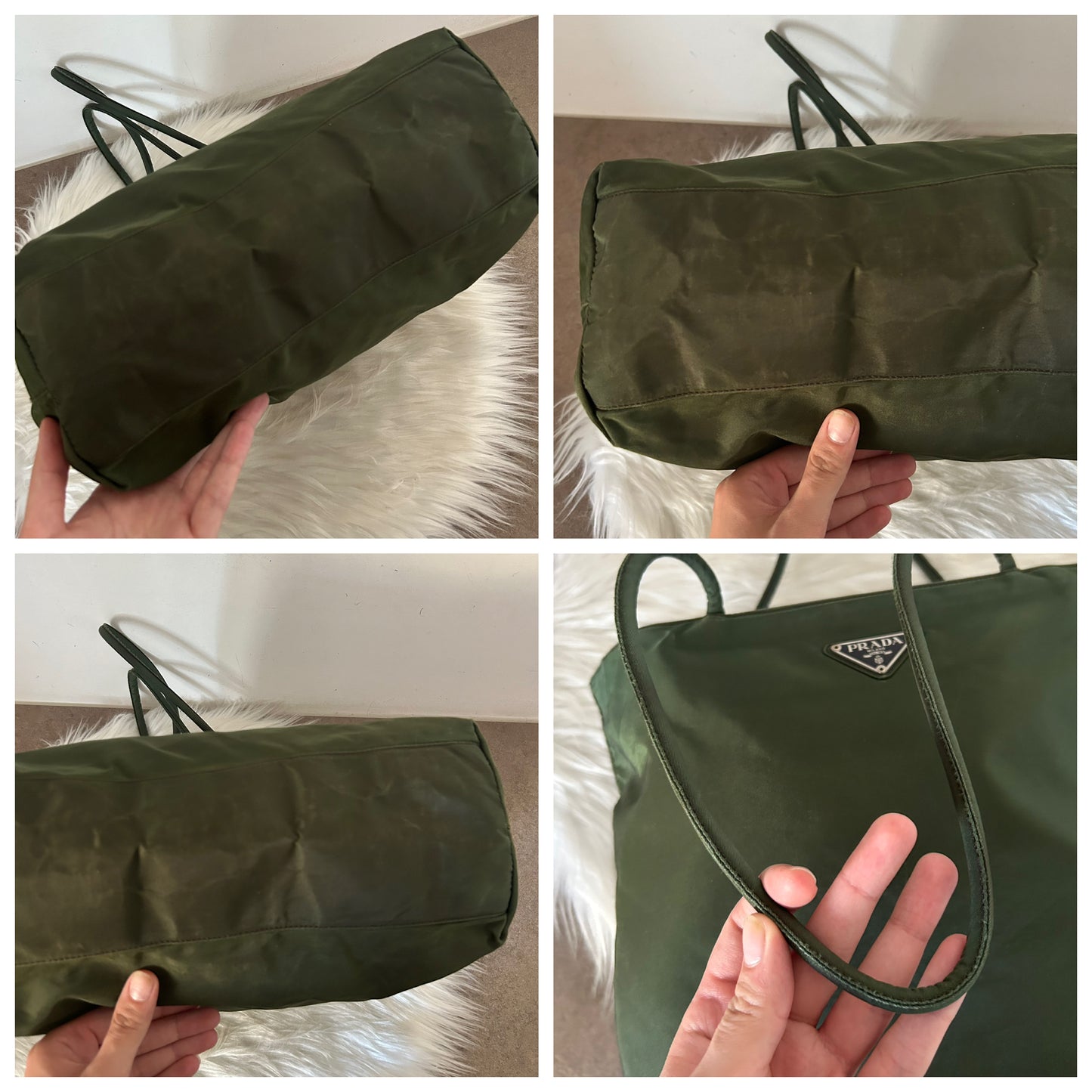 Prada tote bag in nylon verde militare