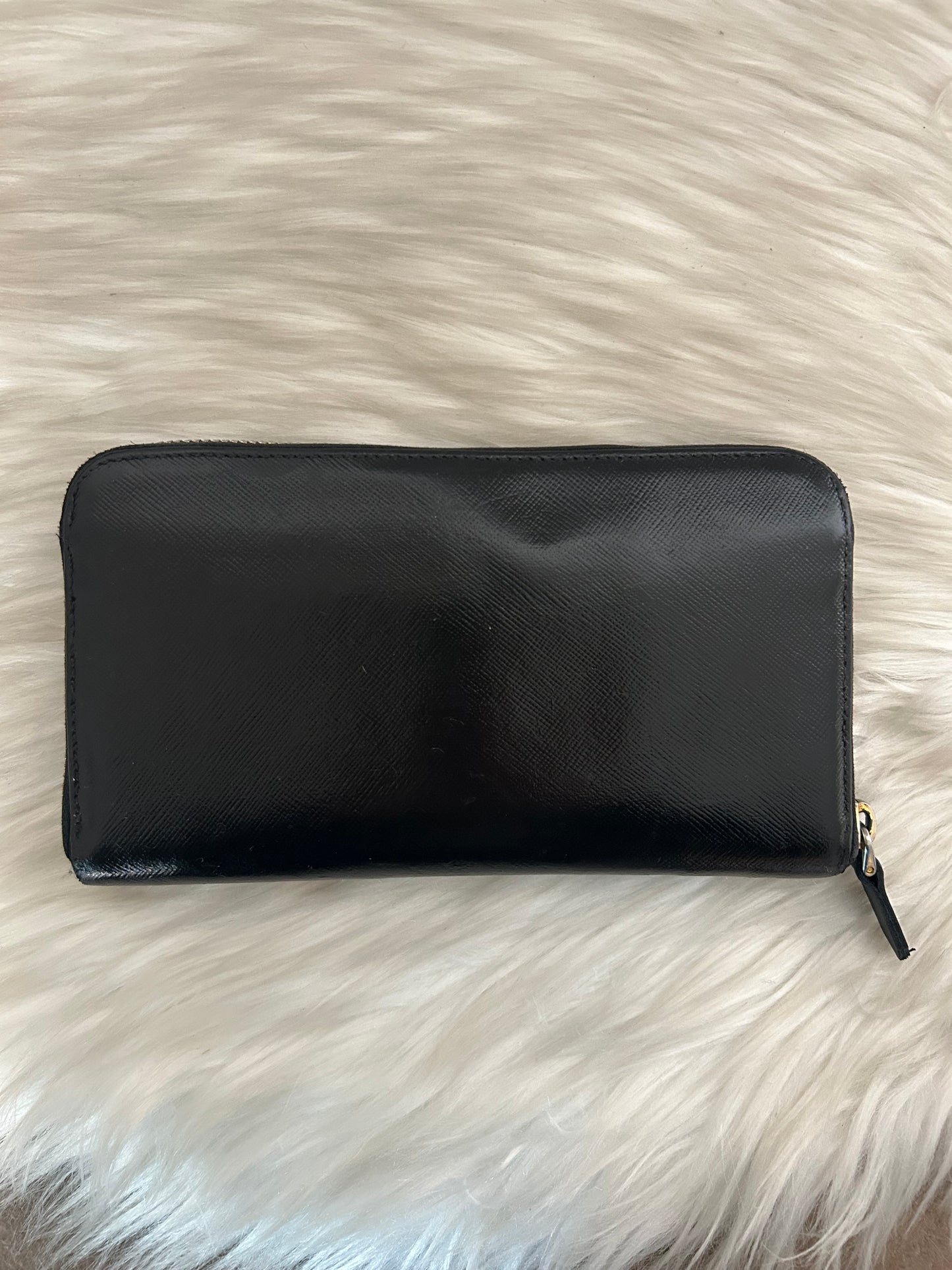 Portafoglio Prada in pelle nero con scatola