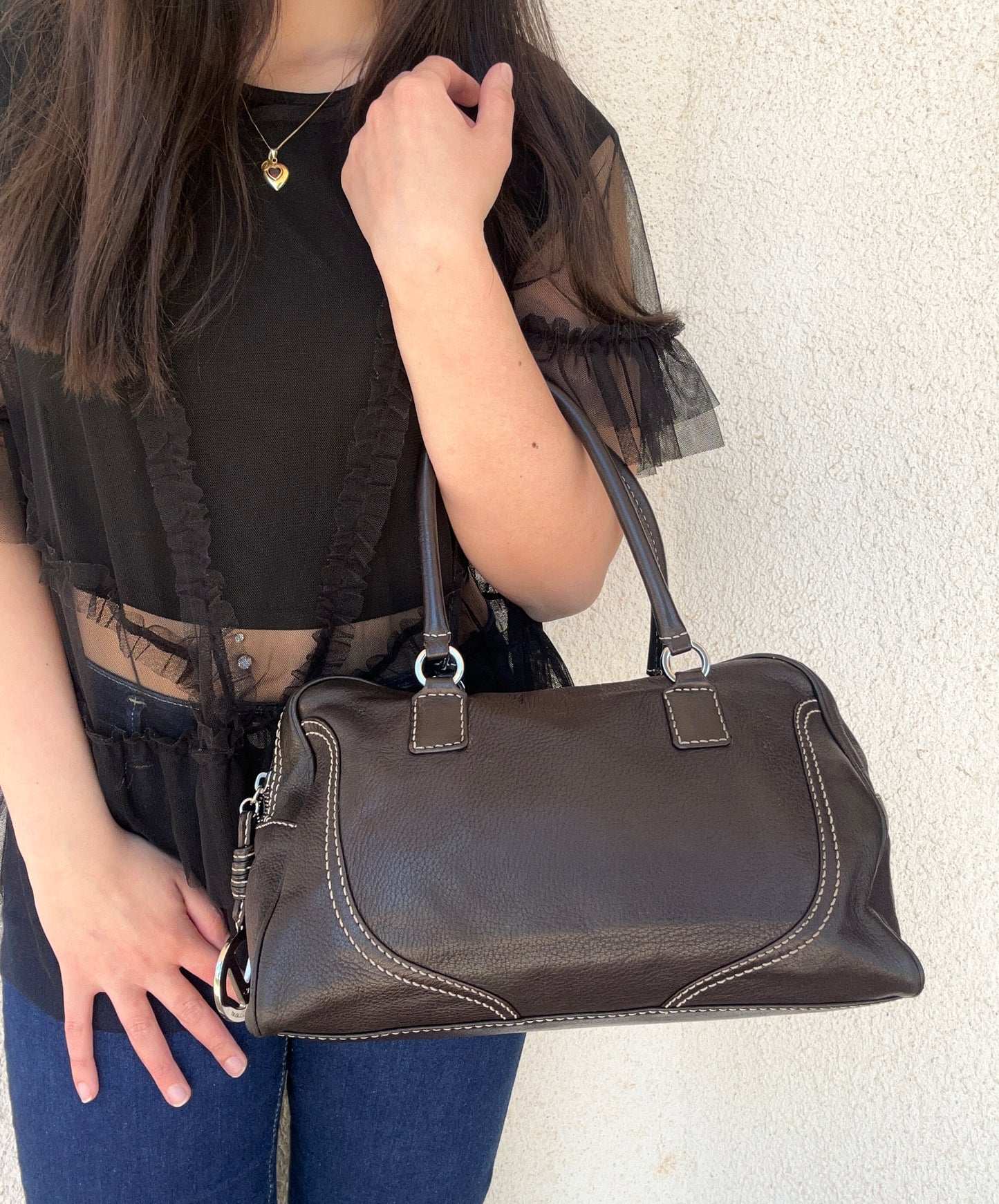 Bauletto Valentino Garavani in pelle marrone