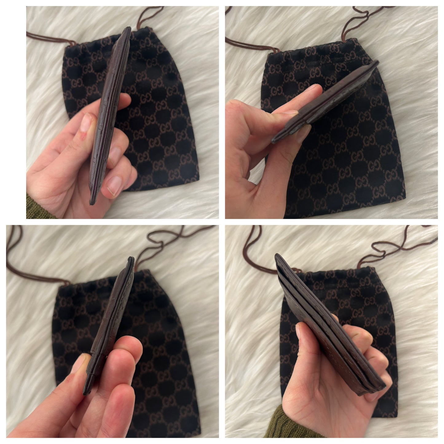 Portacarte Gucci in monogram con dust bag