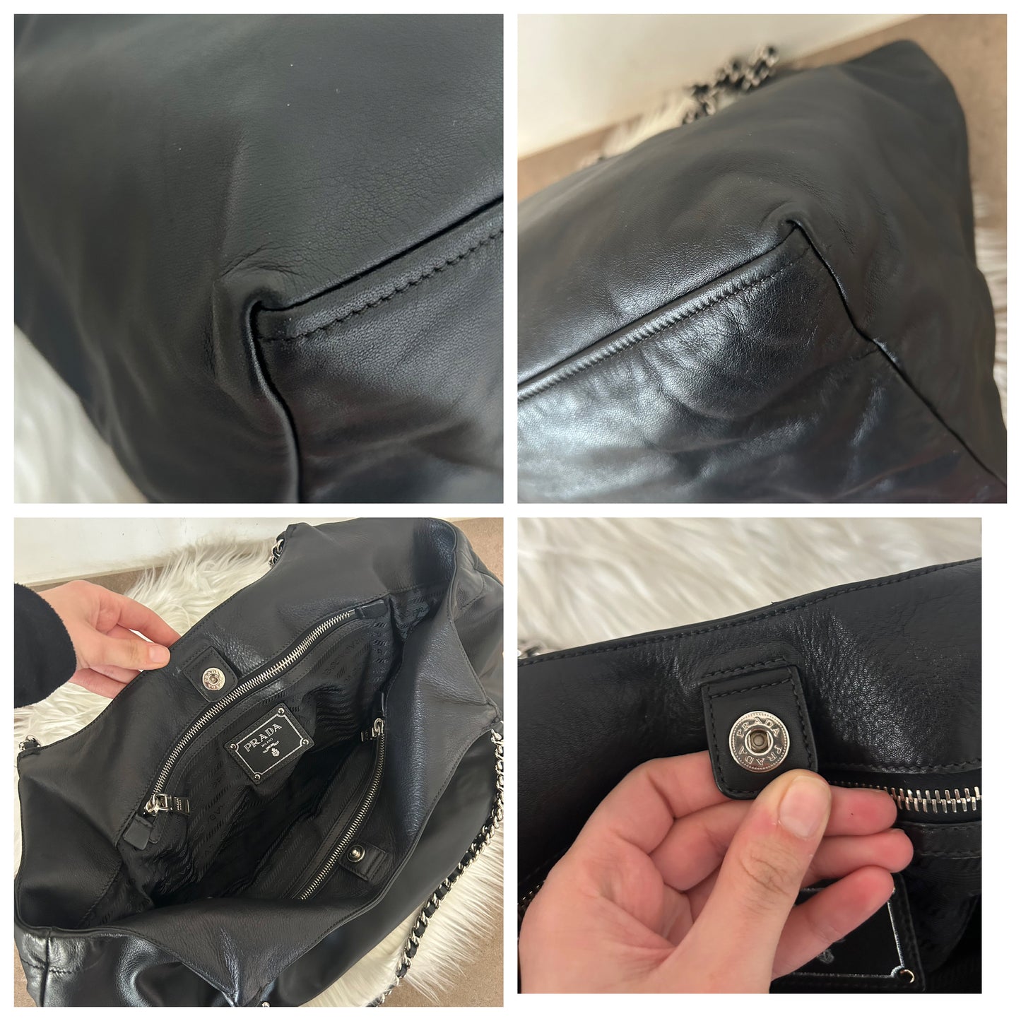 Prada tote bag in pelle nera