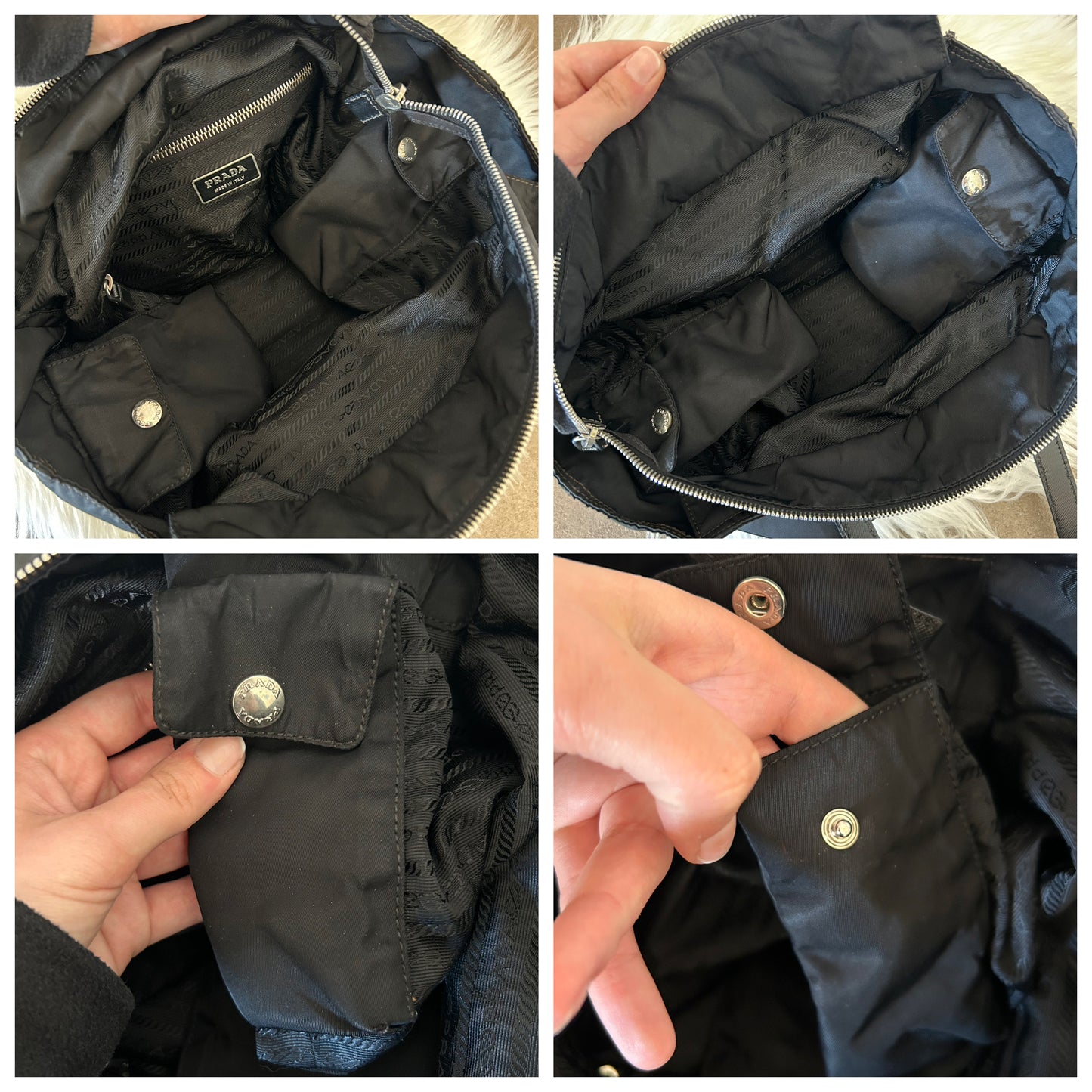 Prada tote in nylon e pelle