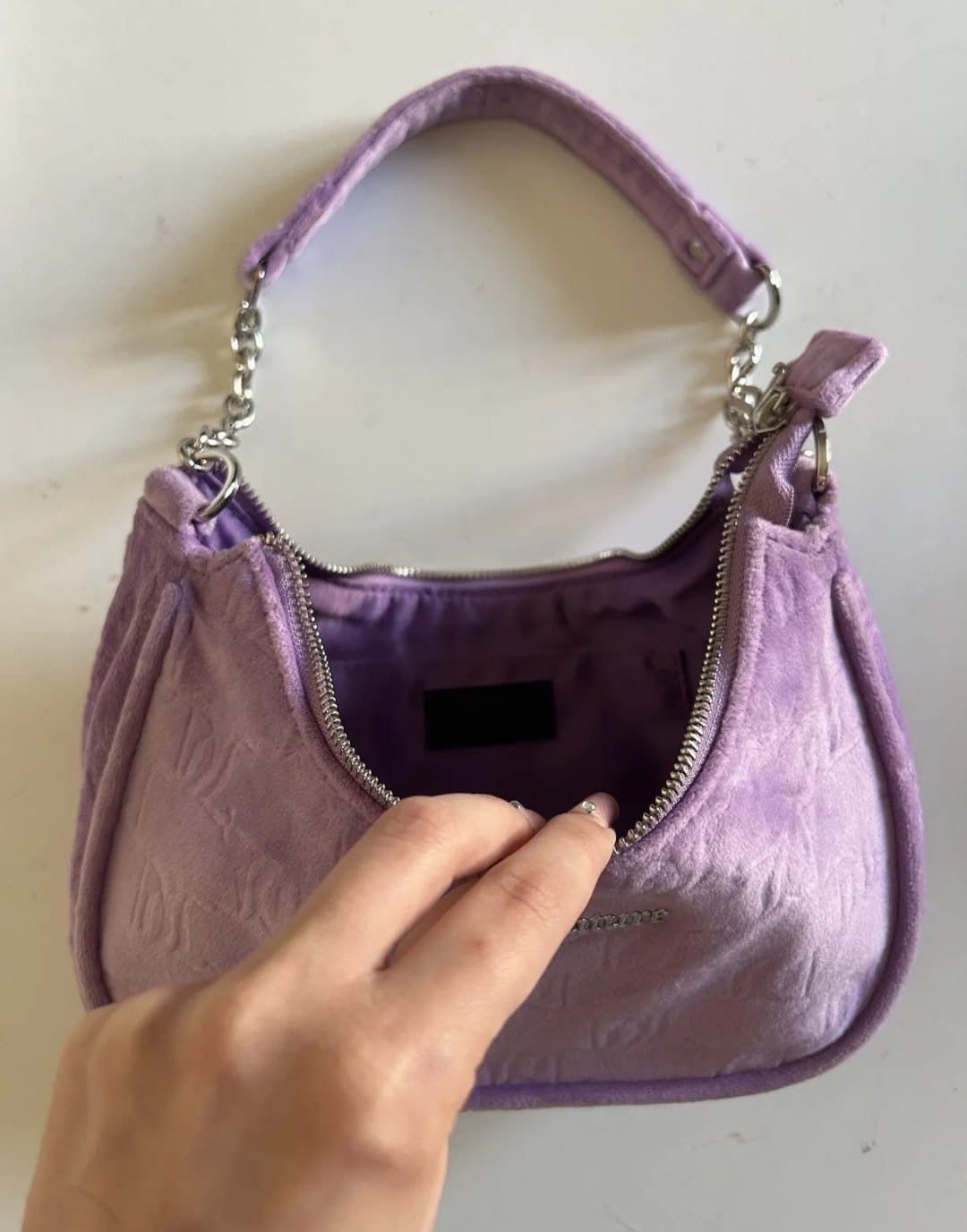 Borsa Juicy couture fluffy a spalla lilla