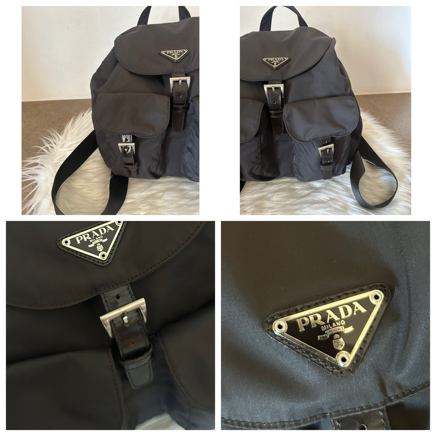 Zaino Prada in nylon testa di moro