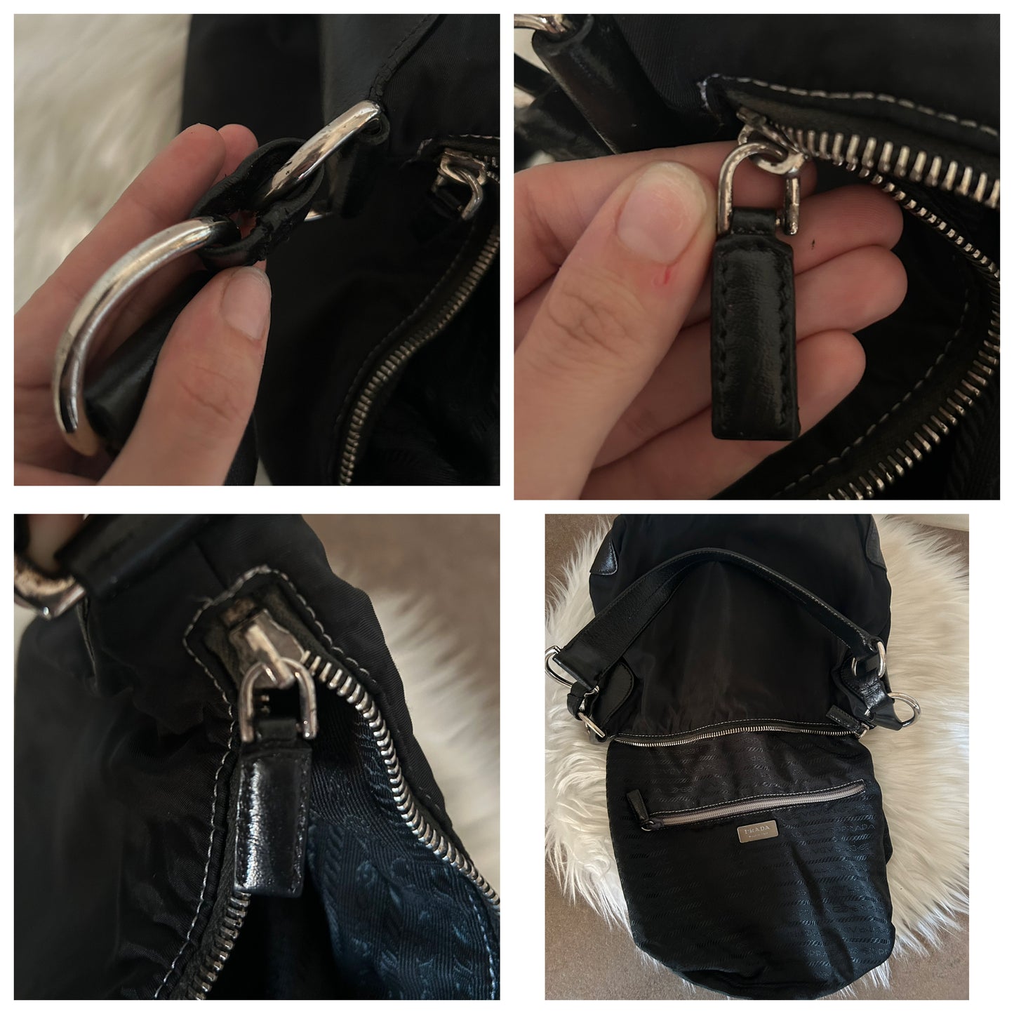 Prada Baguette in nylon e pelle nera