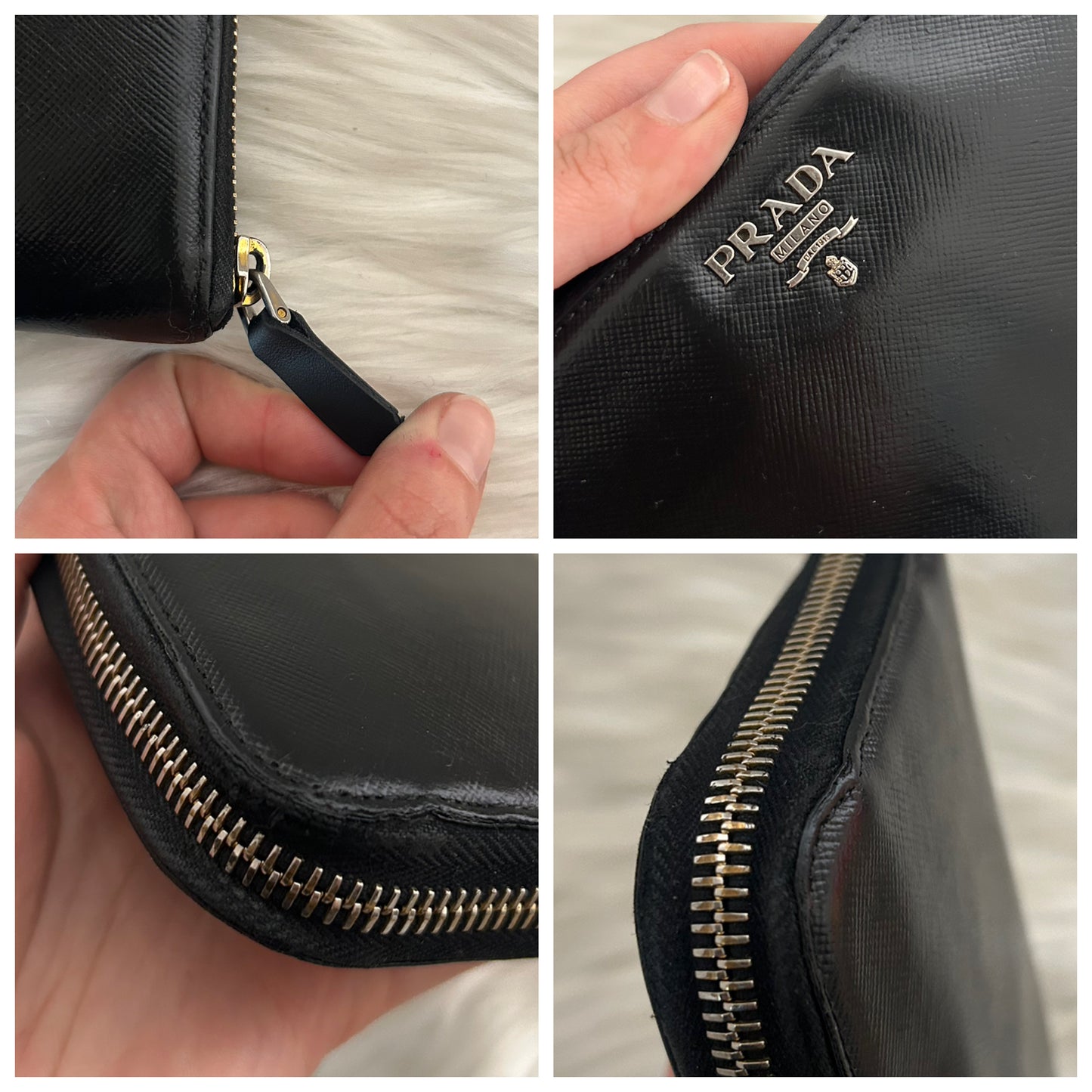 Portafoglio Prada in pelle nero con scatola