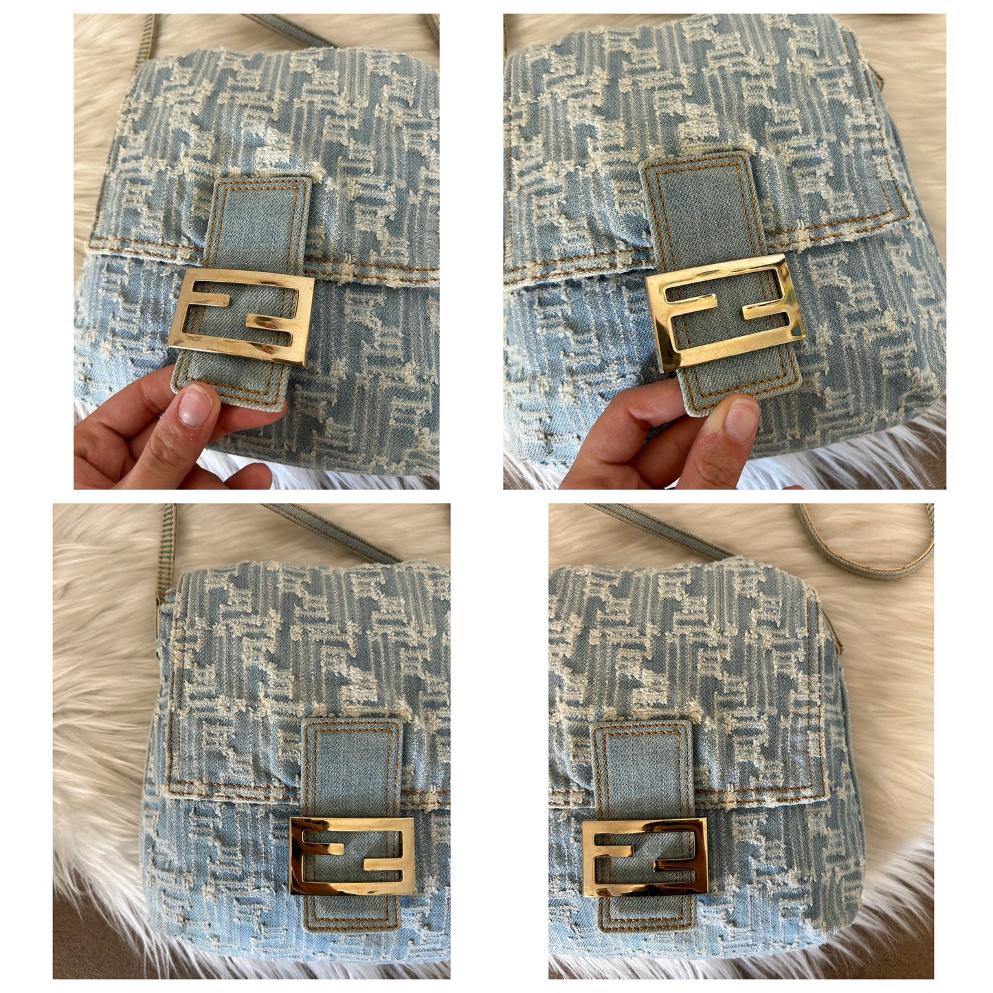Fendi baguette a tracolla in denim