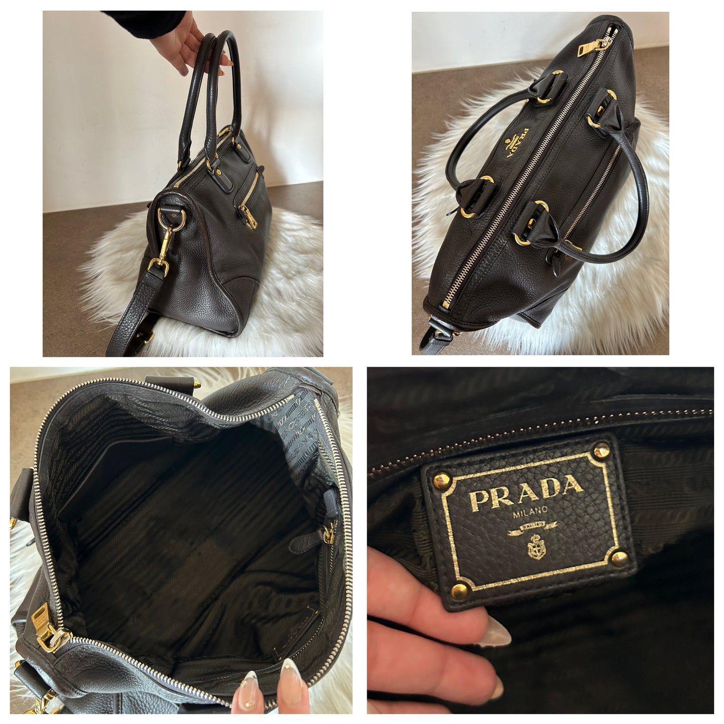 Prada bauletto in pelle marrone