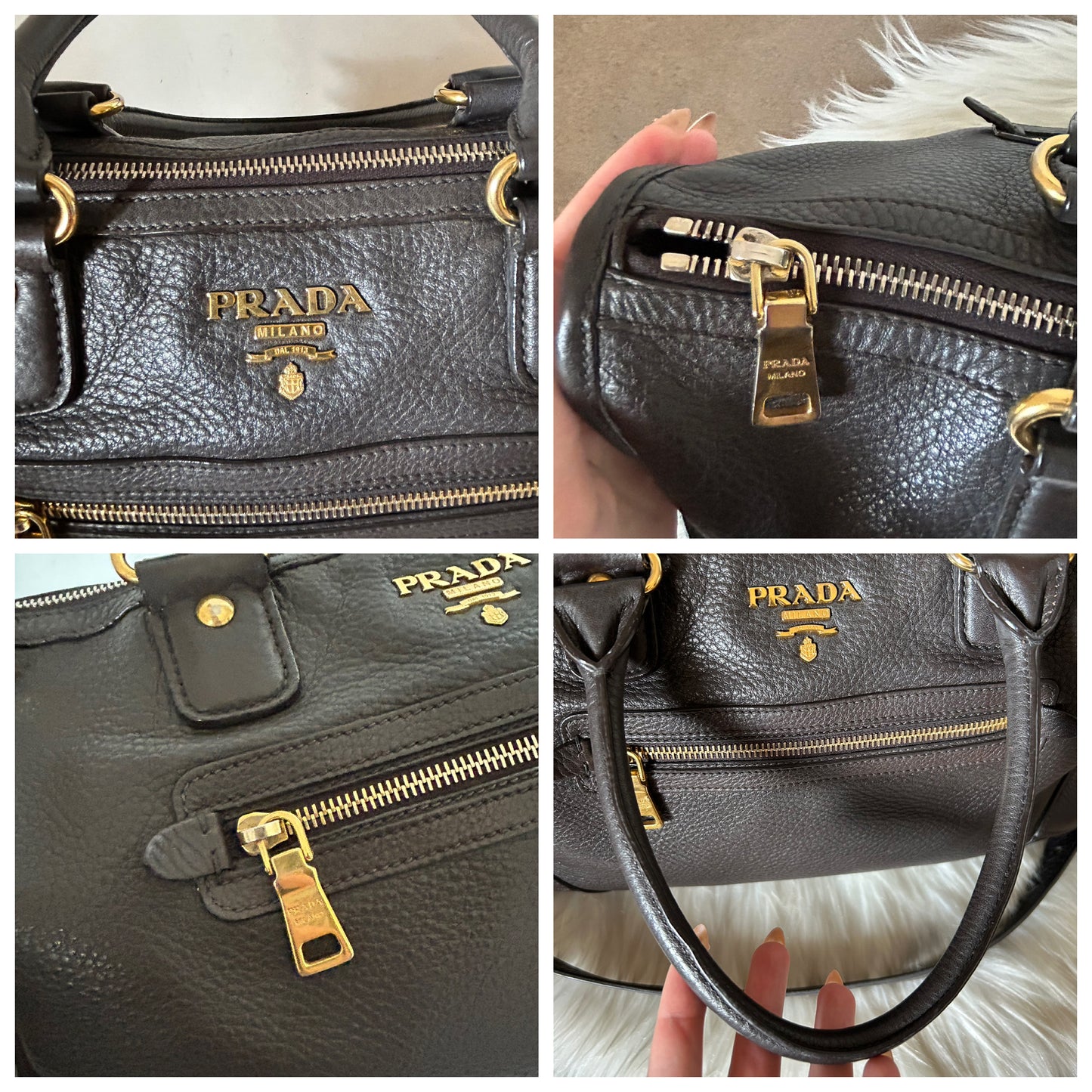 Prada bauletto in pelle marrone