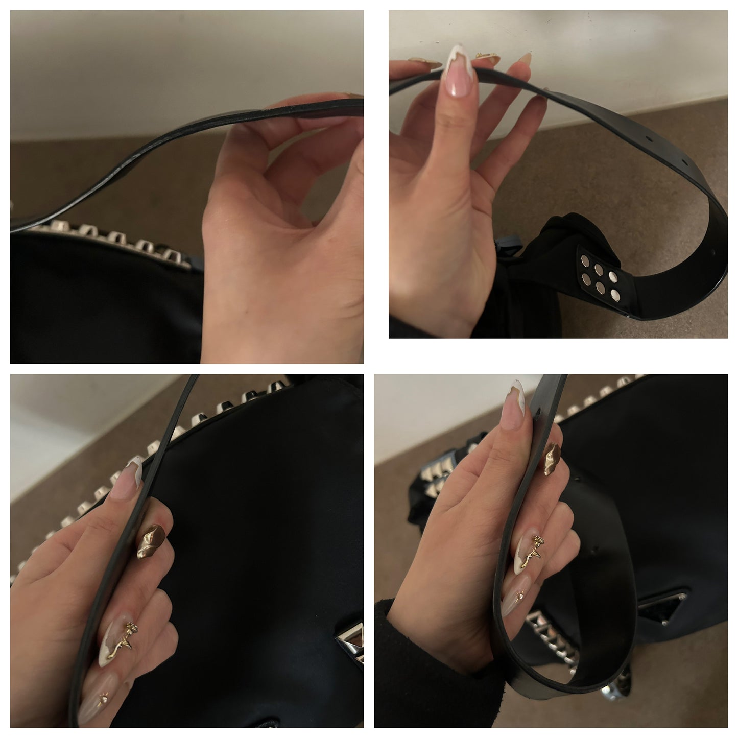 Prada tote in nylon con borchie