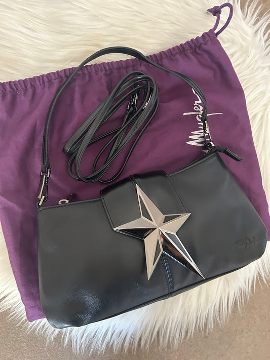 Baguette Thierry Mugler in pelle nera