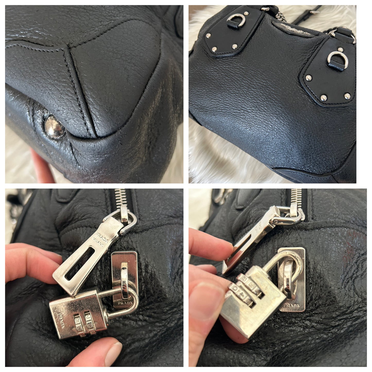 Prada tote in pelle nera con tracolla