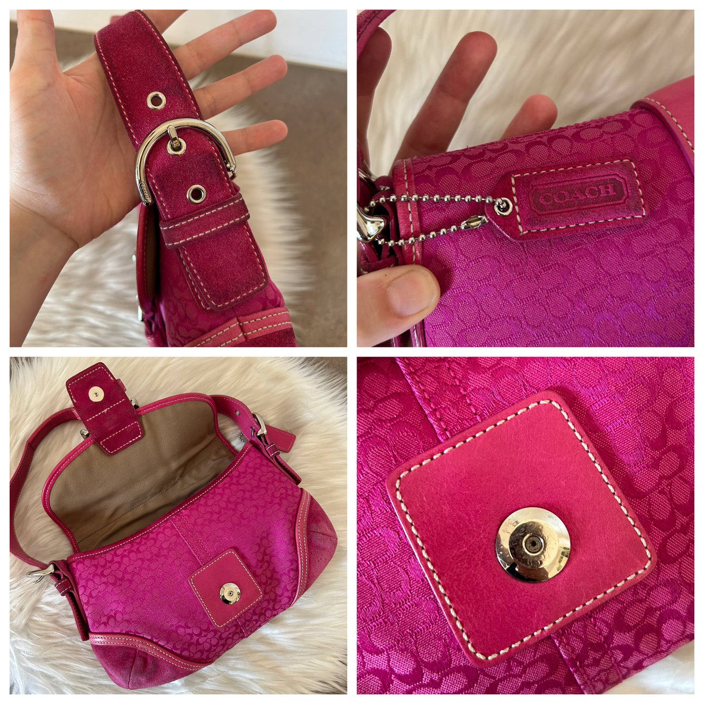 Coach Signature Sufflette rosa in monogram
