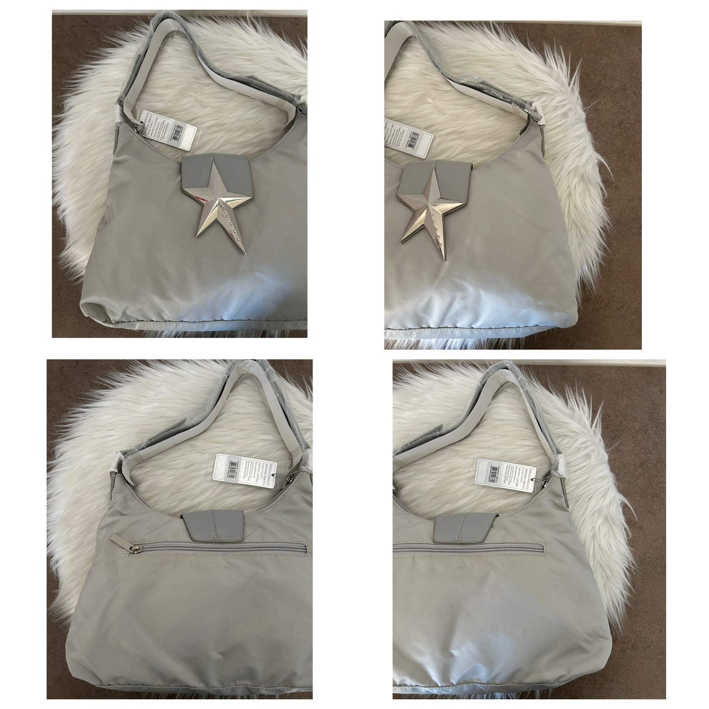 Borsa Thierry Mugler tote bag grigia in nylon nuova con cartellini