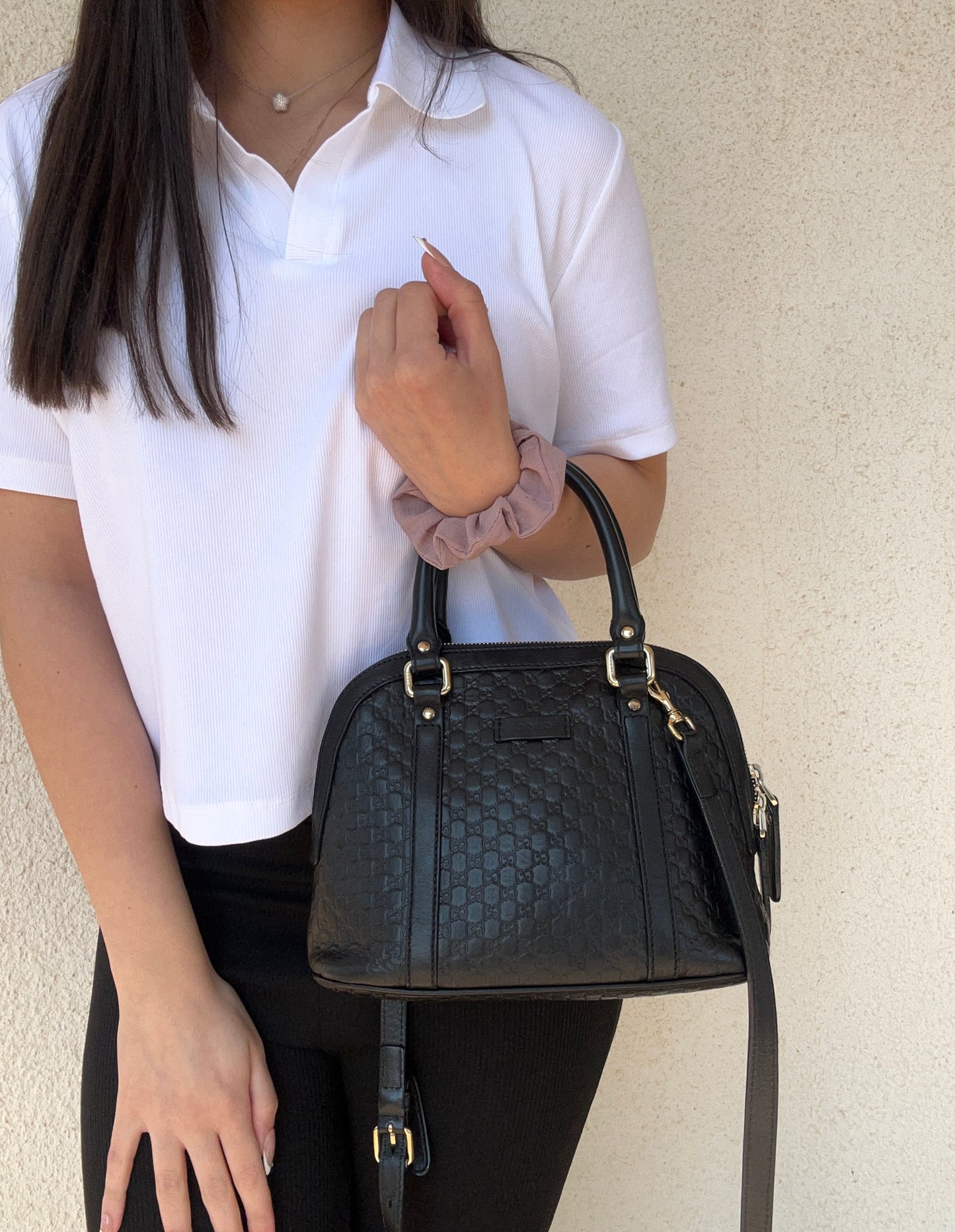 Gucci Dôme mini in micro guccissima nera