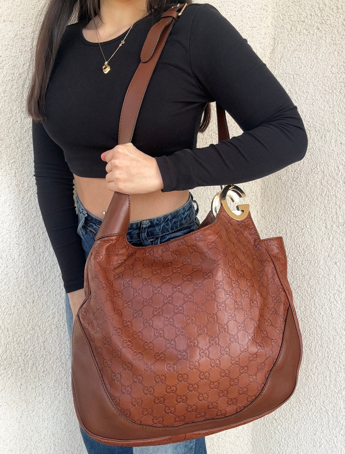 Gucci tote in pelle marrone