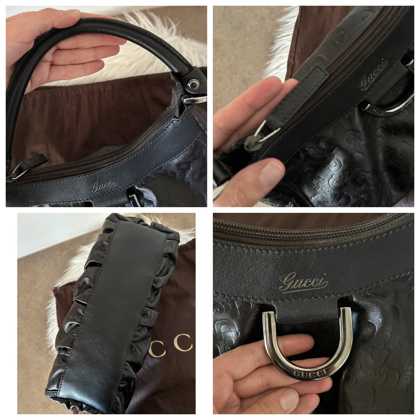 Gucci D-Ring in pelle horsebit