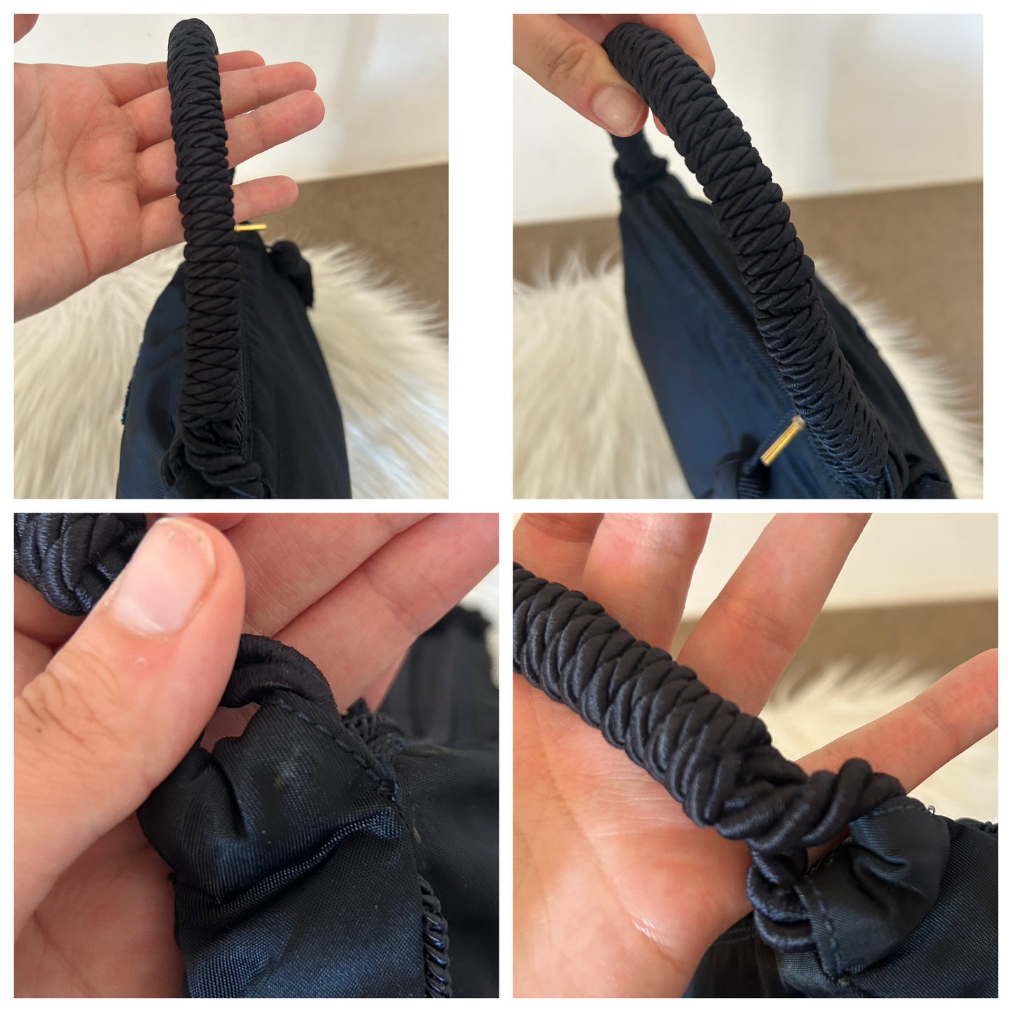 Prada con logo in perline olografiche