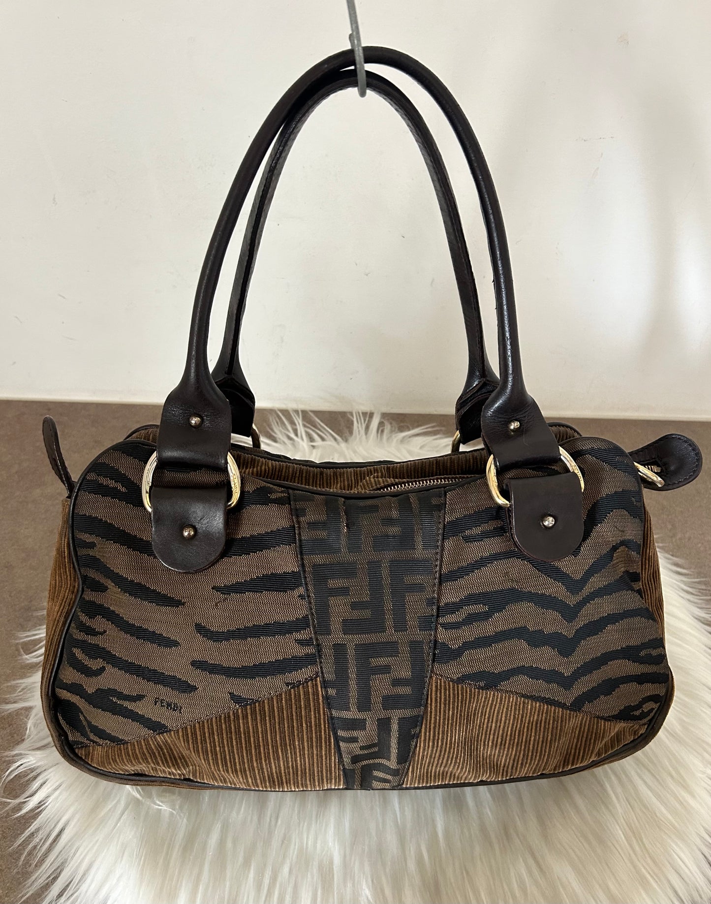 Fendi tote zebrata e tessuto zucca edizione limitata