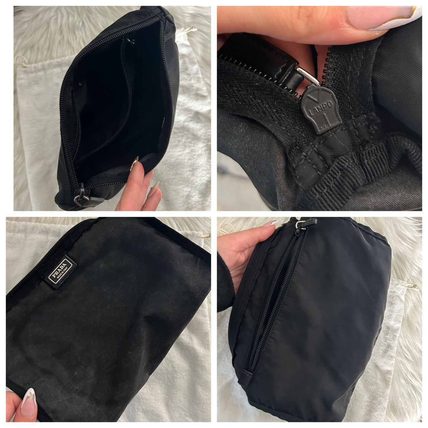 Pochette Prada in nylon nera