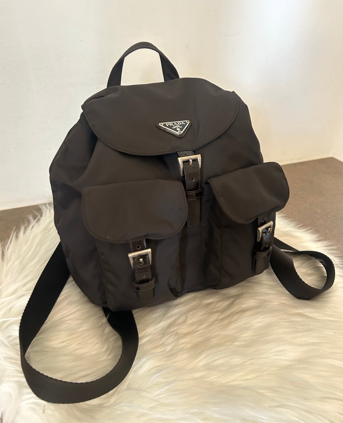 Zaino Prada in nylon testa di moro