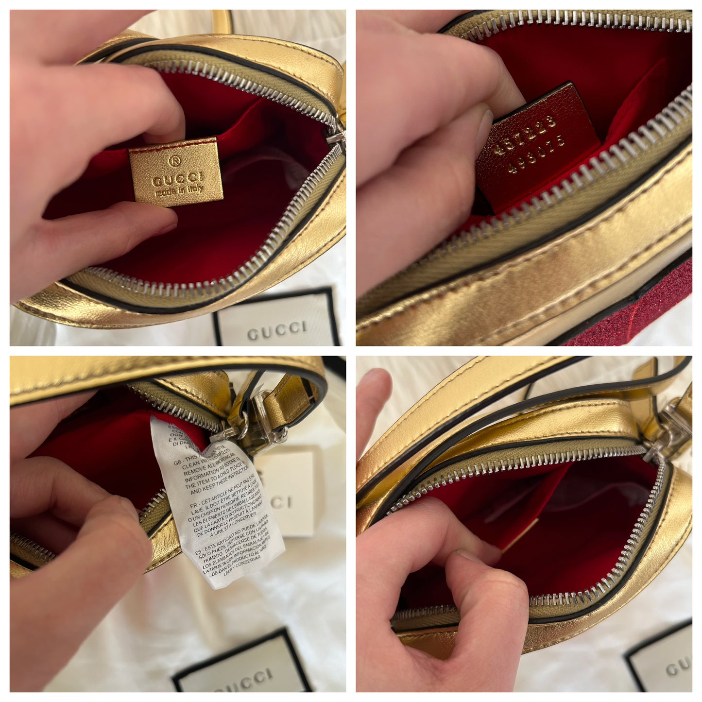 Gucci mini bag oro con cuore glitterato