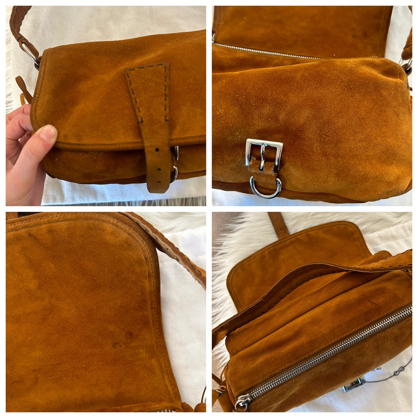 Prada baguette in suede cammello