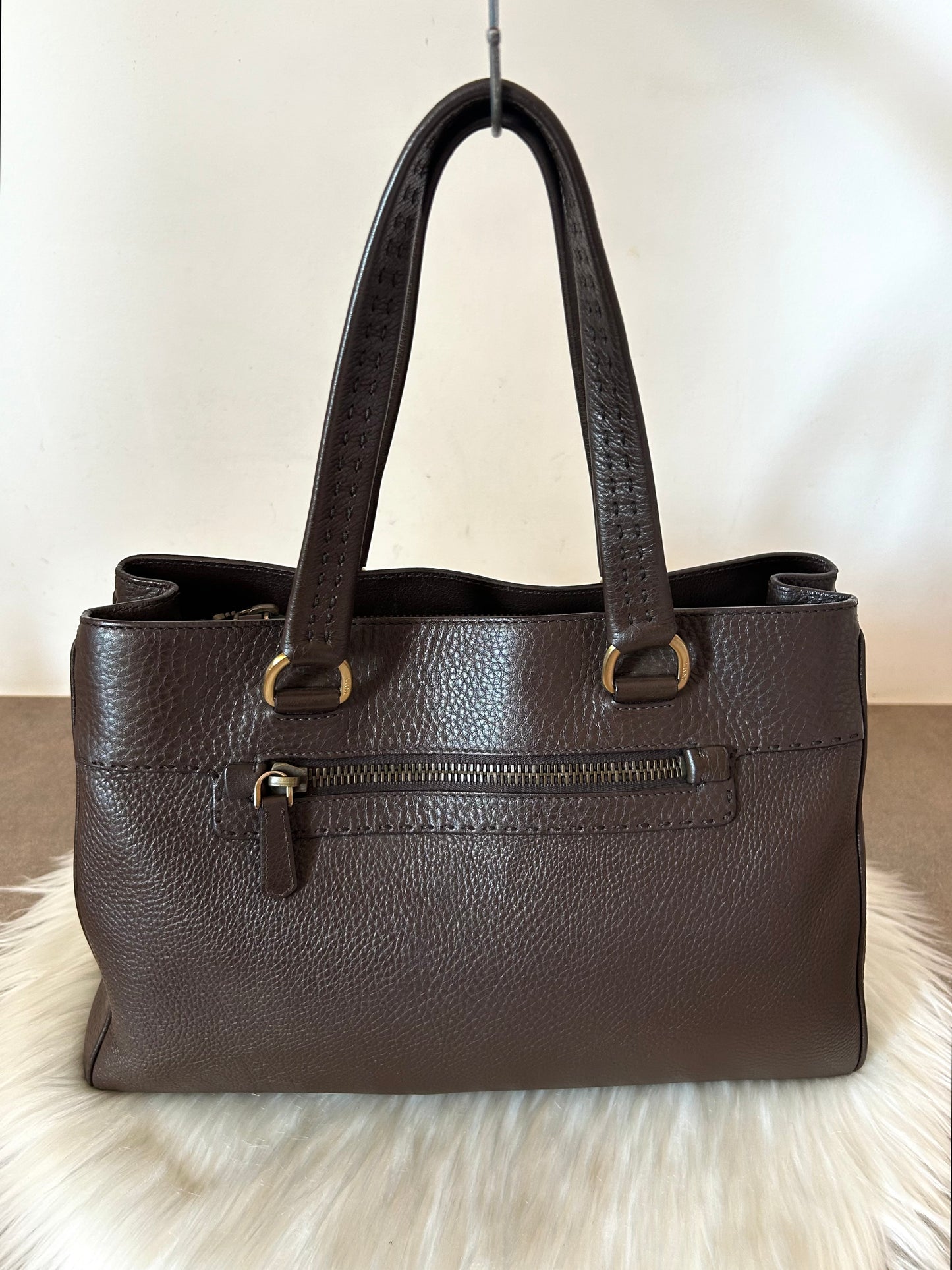 Prada tote in pelle marrone scuro