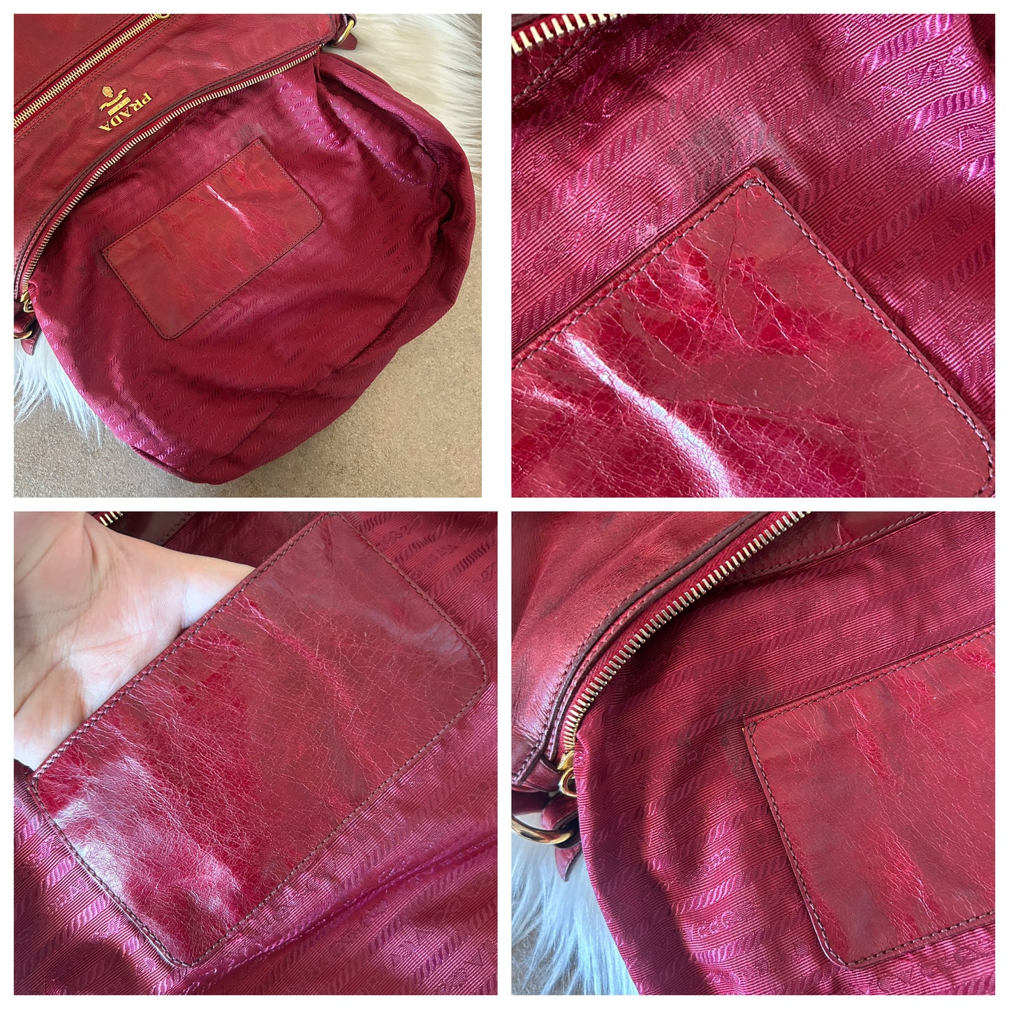 Prada Hobo in pelle rosso ciliegia