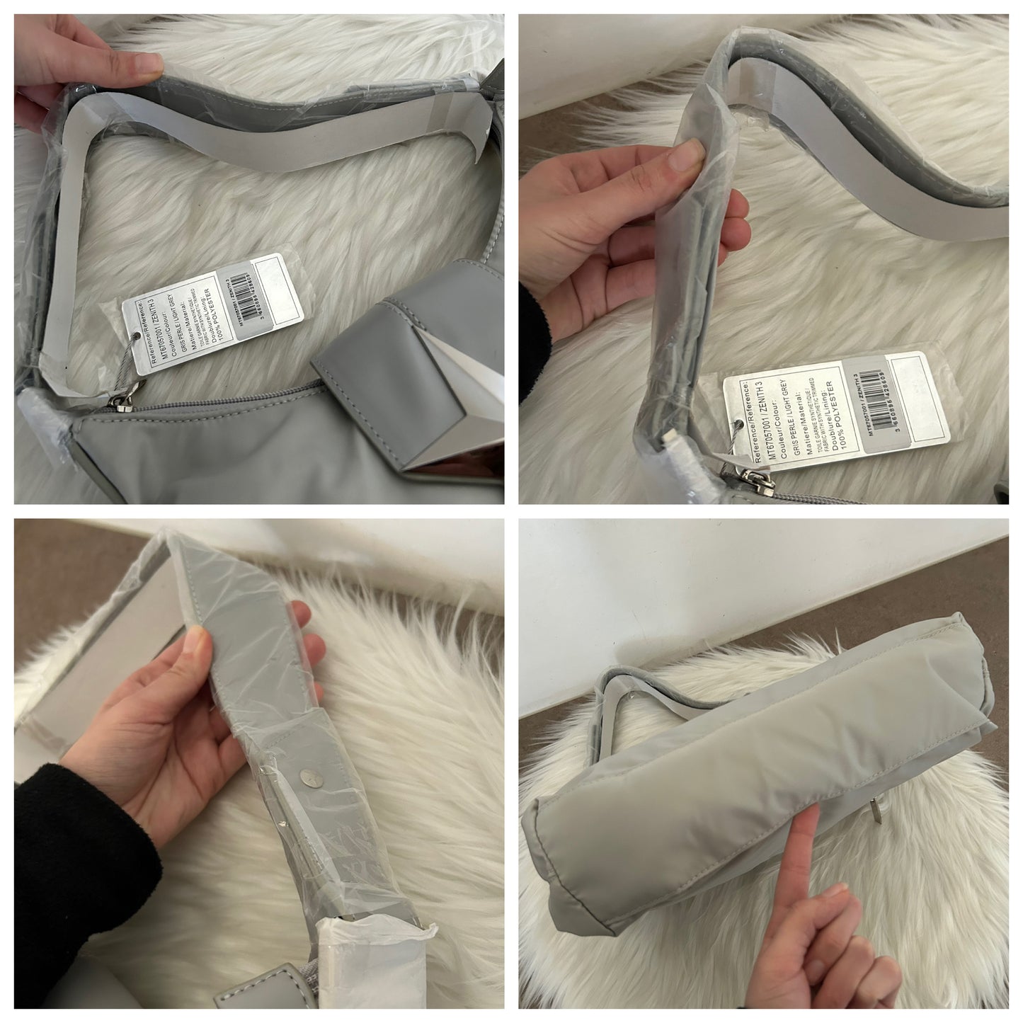 Borsa Thierry Mugler tote bag grigia in nylon nuova con cartellini