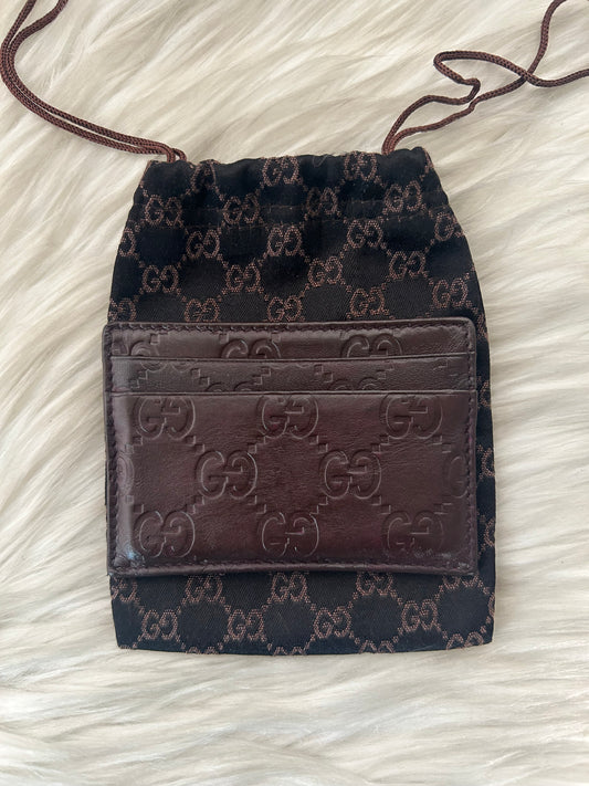 Portacarte Gucci in monogram con dust bag